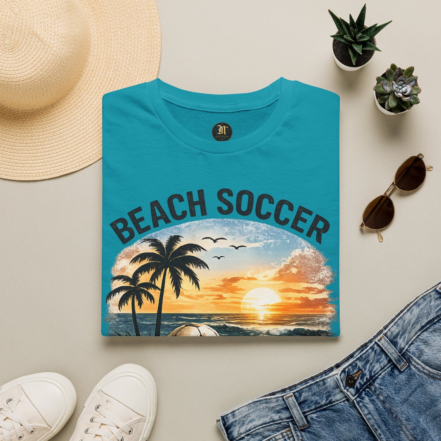Beach Soccer – Good Vibes T-Shirt | Strandfußball & Sommer Feeling | High Tides & Good Times