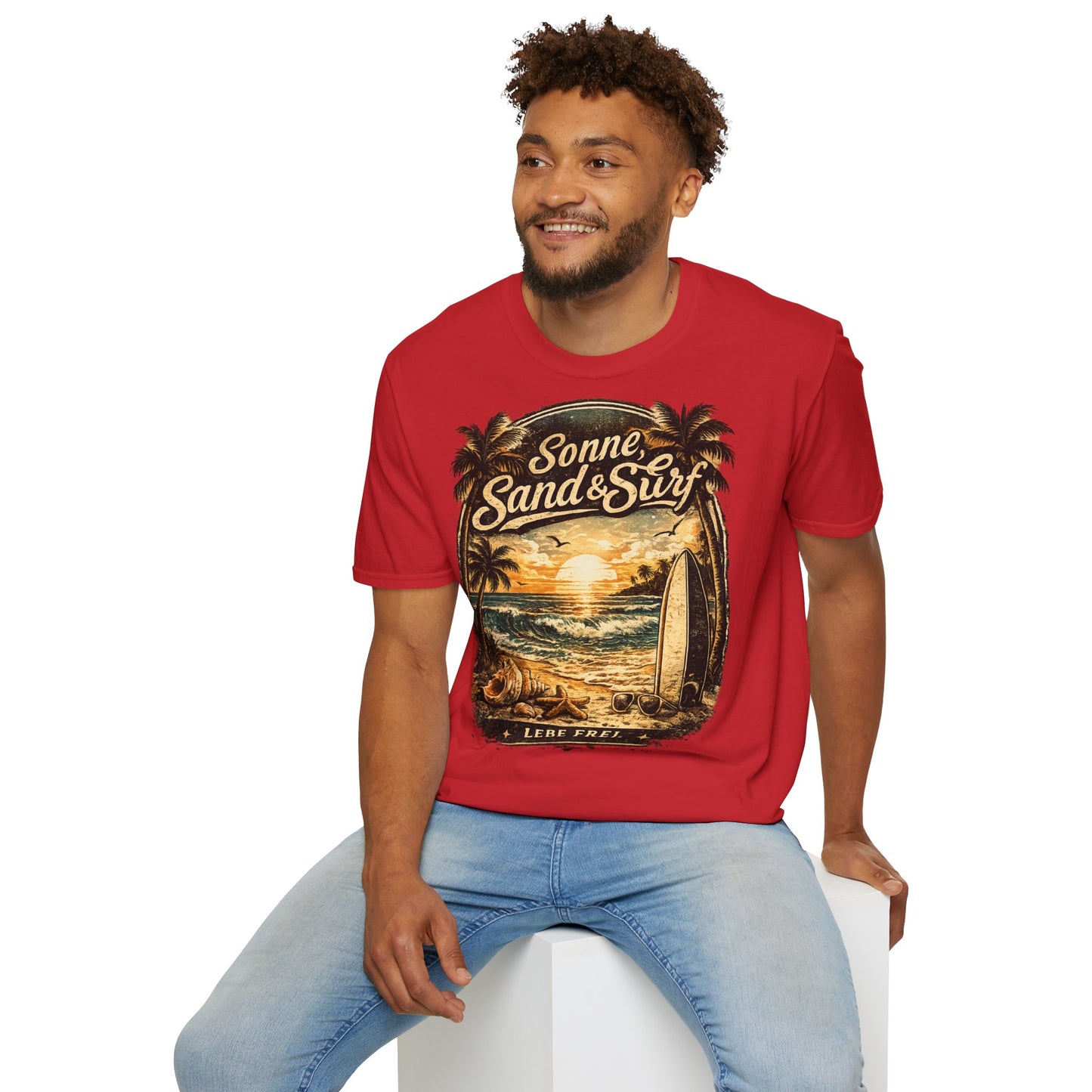 🌴 Sonne, Sand & Surf T-Shirt – Lebe Frei | Vintage Beach Lifestyle Design
