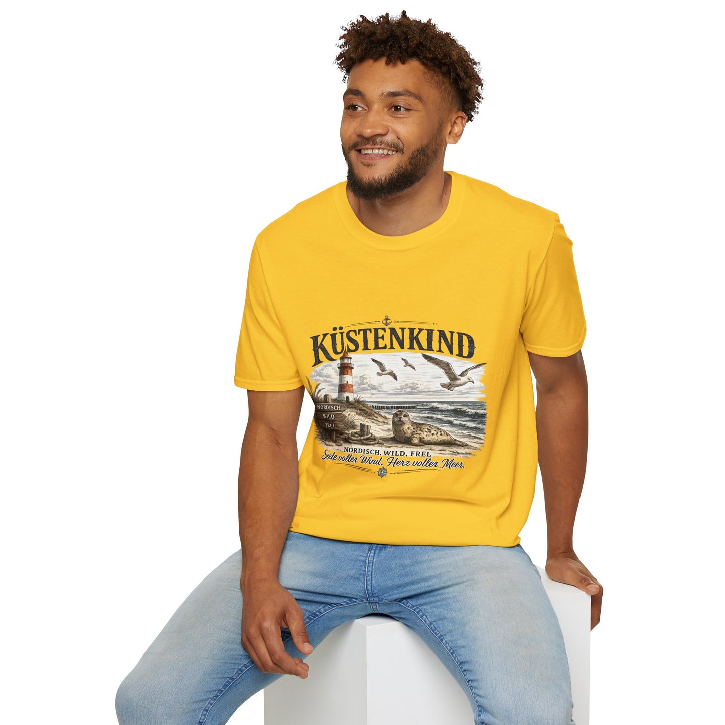 🌊 Küstenkind – Nordisch. Wild. Frei. | Vintage Nordsee T-Shirt mit Robbe & Leuchtturm