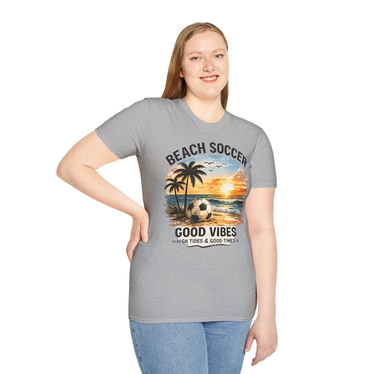 Beach Soccer – Good Vibes T-Shirt | Strandfußball & Sommer Feeling | High Tides & Good Times