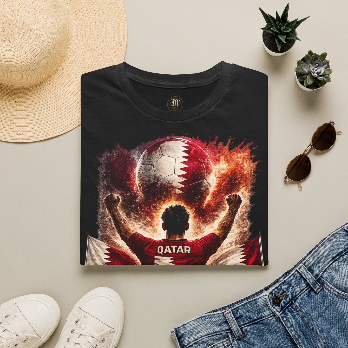 Katar Fußball Fan T-Shirt – Katar Flagge Supporter Design | Fußball Fanartikel | Geschenk für Fußballfans