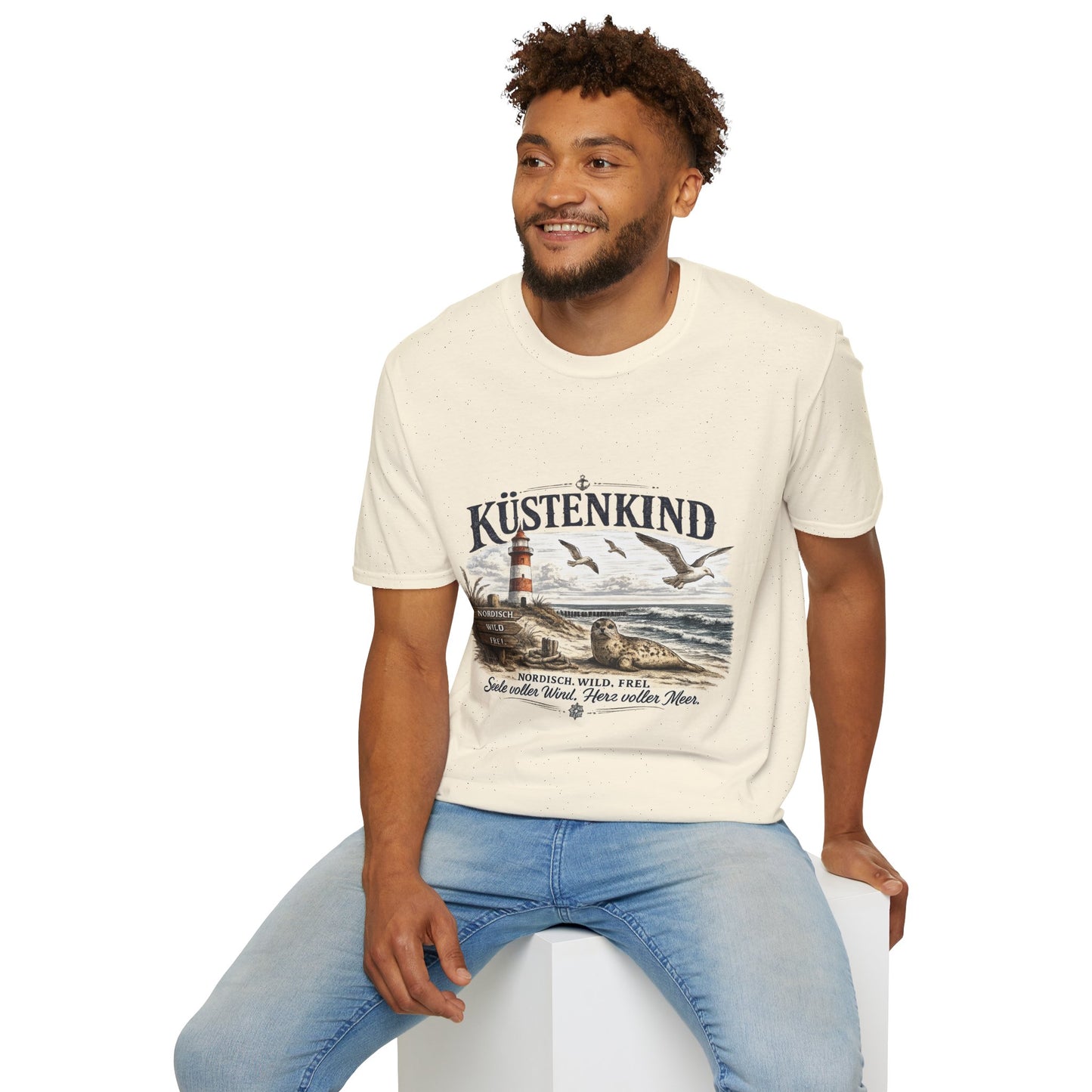 🌊 Küstenkind – Nordisch. Wild. Frei. | Vintage Nordsee T-Shirt mit Robbe & Leuchtturm