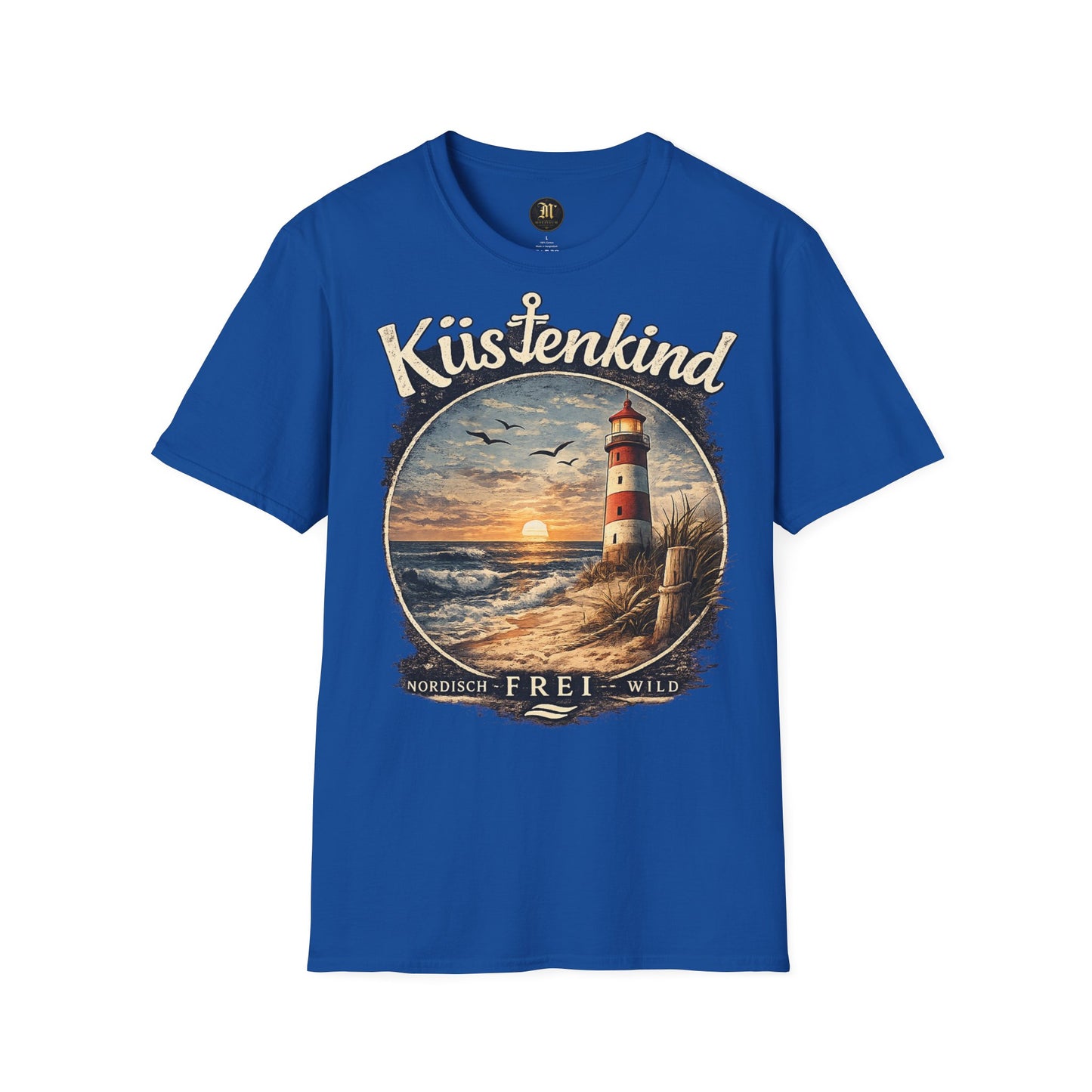 Küstenkind Shirt – Nordisch. Frei. Wild. – Vintage Leuchtturm T-Shirt für Nordsee & Ostsee Fans