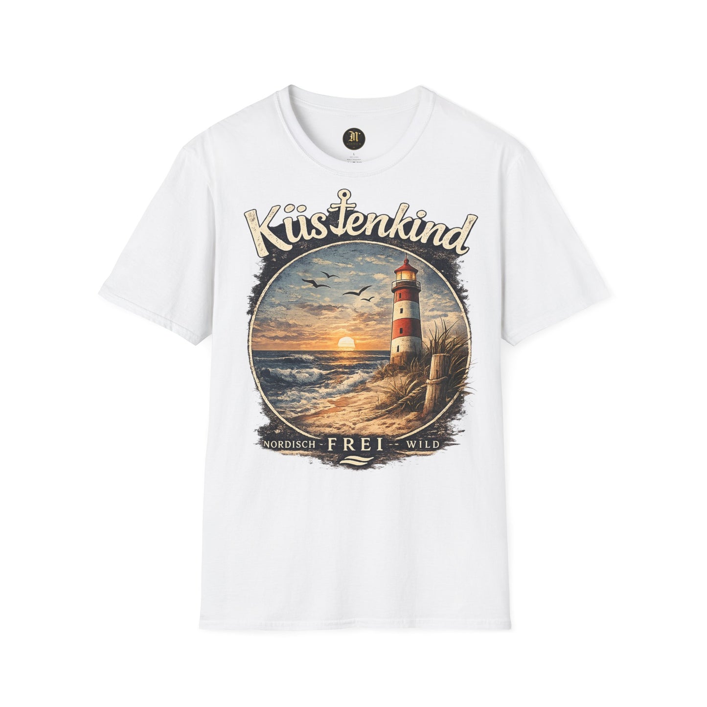 Küstenkind Shirt – Nordisch. Frei. Wild. – Vintage Leuchtturm T-Shirt für Nordsee & Ostsee Fans