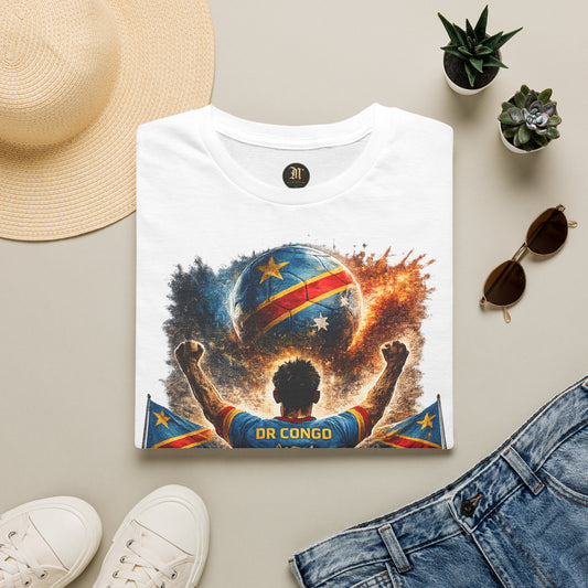 DR Kongo Fußball Fan T-Shirt – Demokratische Republik Kongo Flagge Supporter Design | Fußball Fanartikel | Geschenk für Fußballfans