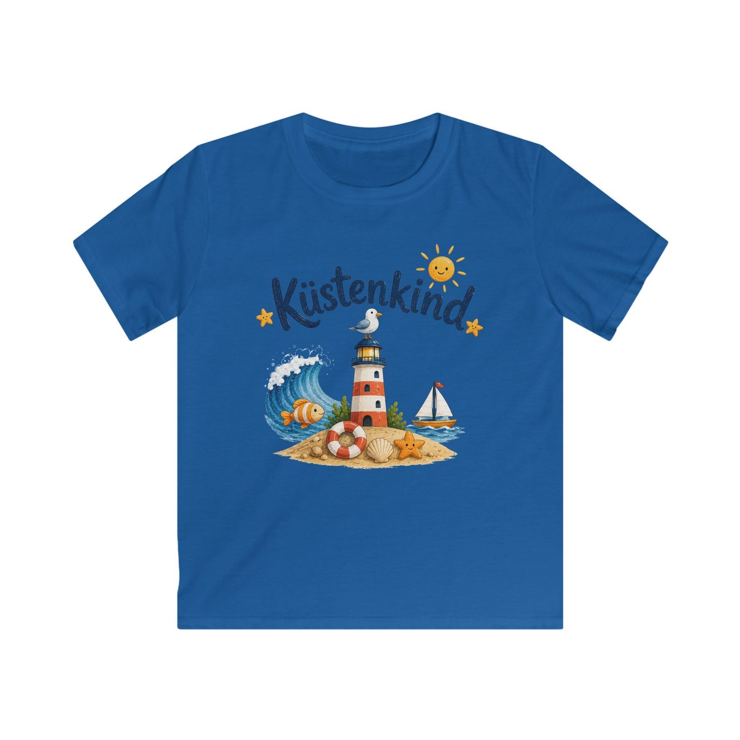 Küstenkind Kinder T-Shirt – Niedliches Strandshirt mit Leuchtturm & Meeresmotiven | Perfekt für kleine Nordsee- und Ostsee-Fans