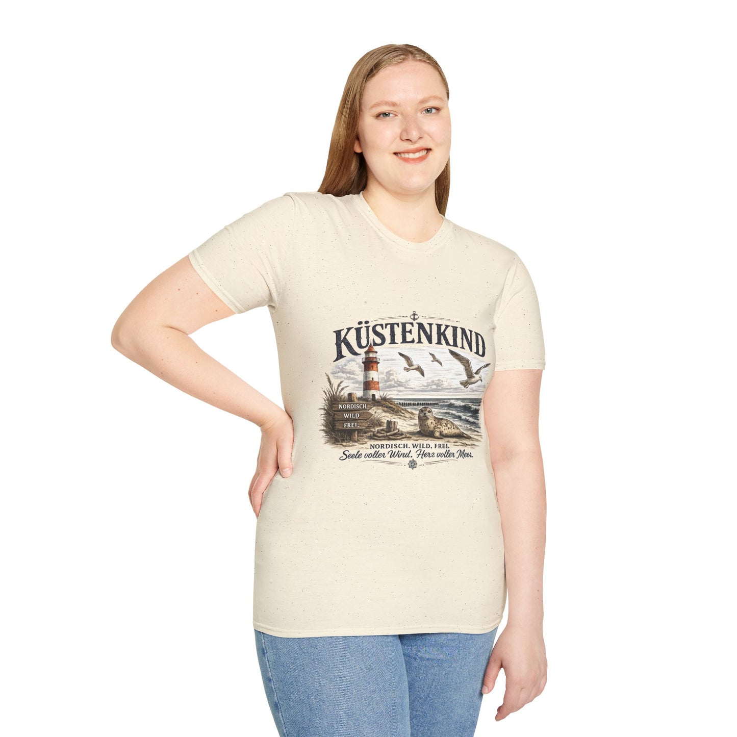 🌊 Küstenkind – Nordisch. Wild. Frei. | Vintage Nordsee T-Shirt mit Robbe & Leuchtturm