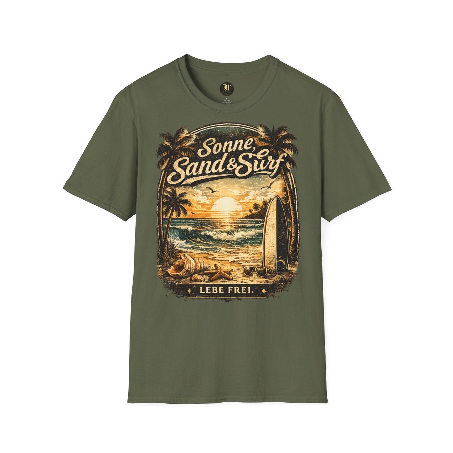 🌴 Sonne, Sand & Surf T-Shirt – Lebe Frei | Vintage Beach Lifestyle Design
