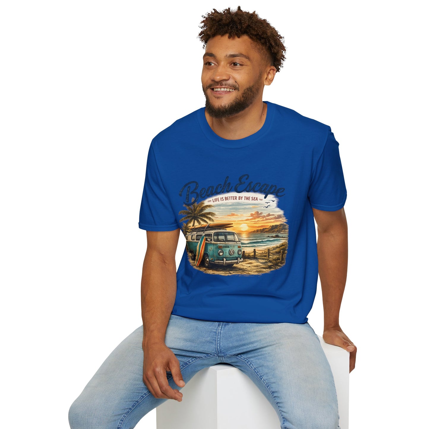 Beach Escape – Life Is Better By The Sea T-Shirt | Vintage Surf Van Beach Shirt | Summer Roadtrip Tee