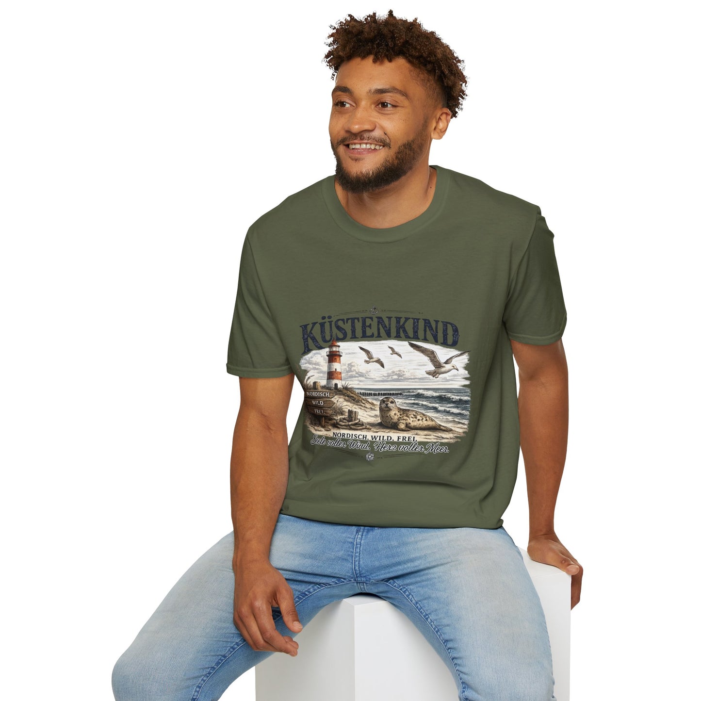 🌊 Küstenkind – Nordisch. Wild. Frei. | Vintage Nordsee T-Shirt mit Robbe & Leuchtturm