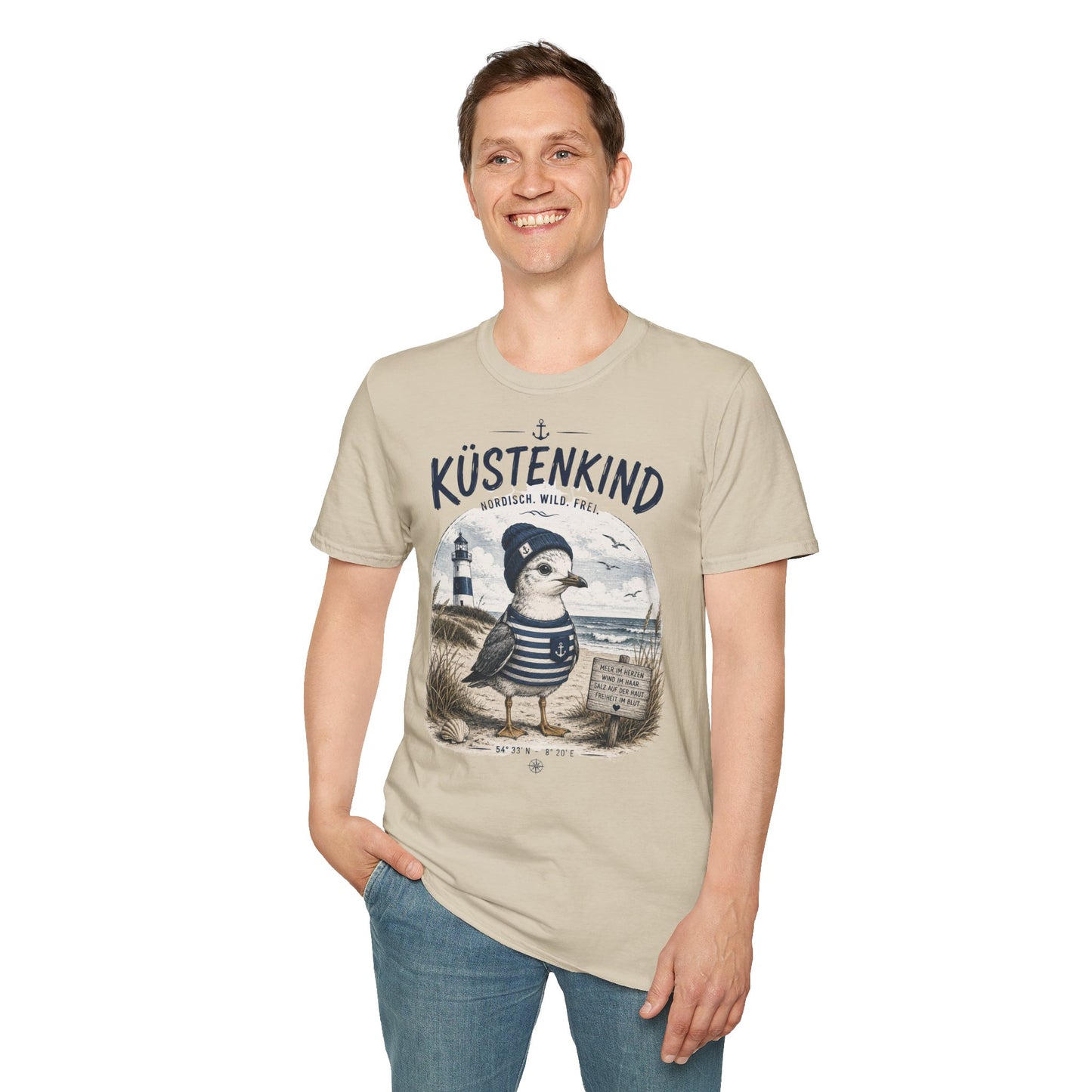Küstenkind Möwe T-Shirt – Nordisch. Wild. Frei. | Maritimes Küstendesign für Nordsee- & Ostseefans