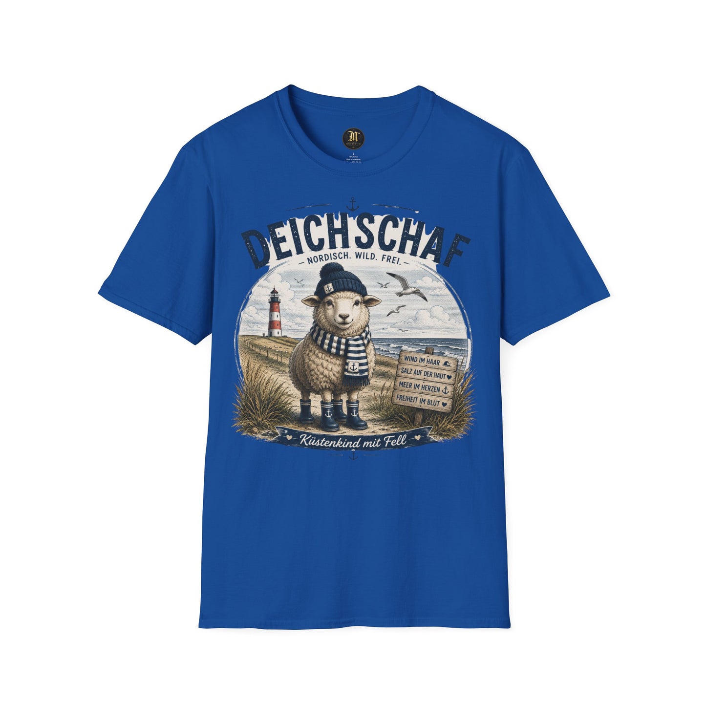 Deichschaf T-Shirt – Nordisch. Wild. Frei. | Maritimes Schaf für Nordsee- & Ostseefans