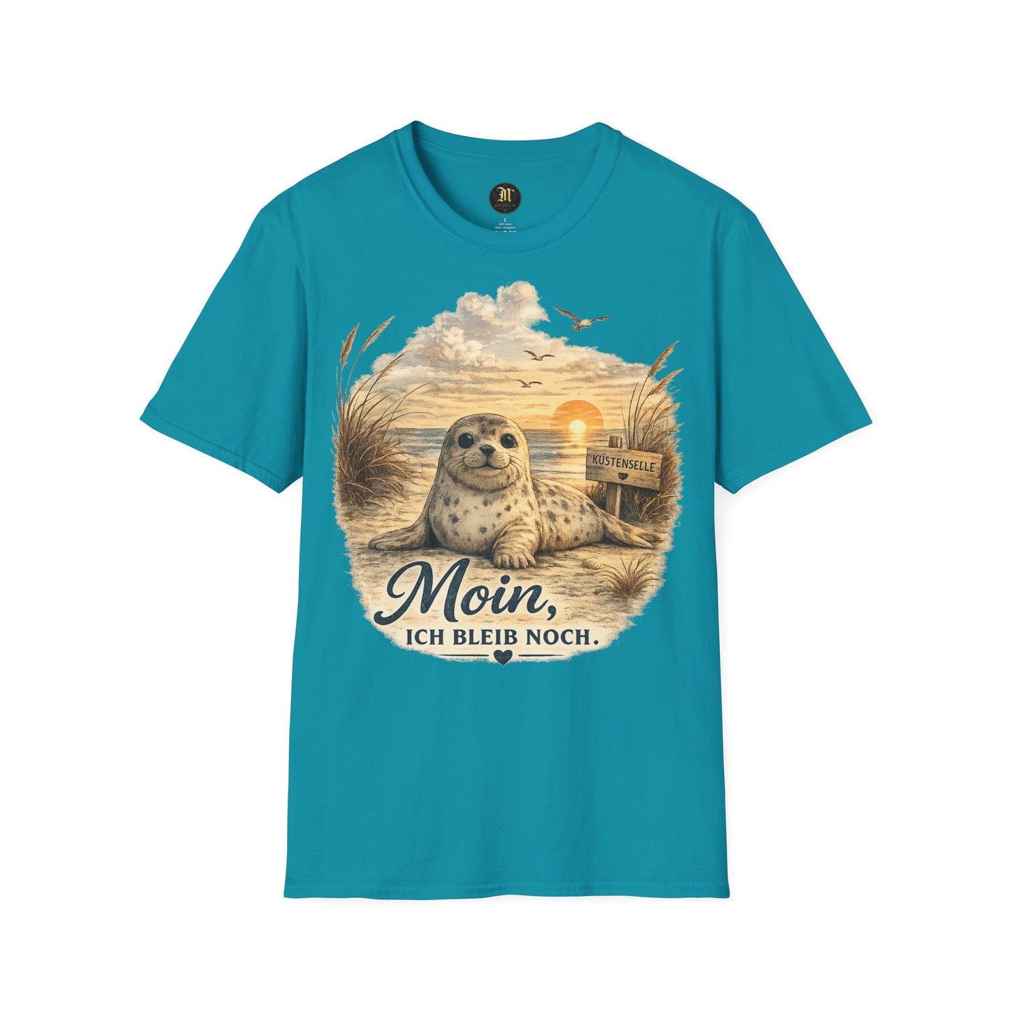 Küstenseele Moin, ich bleib noch – Robben T-Shirt | Maritimes Vintage Shirt | Nordsee & Ostsee Unisex T-Shirt für Meerliebhaber