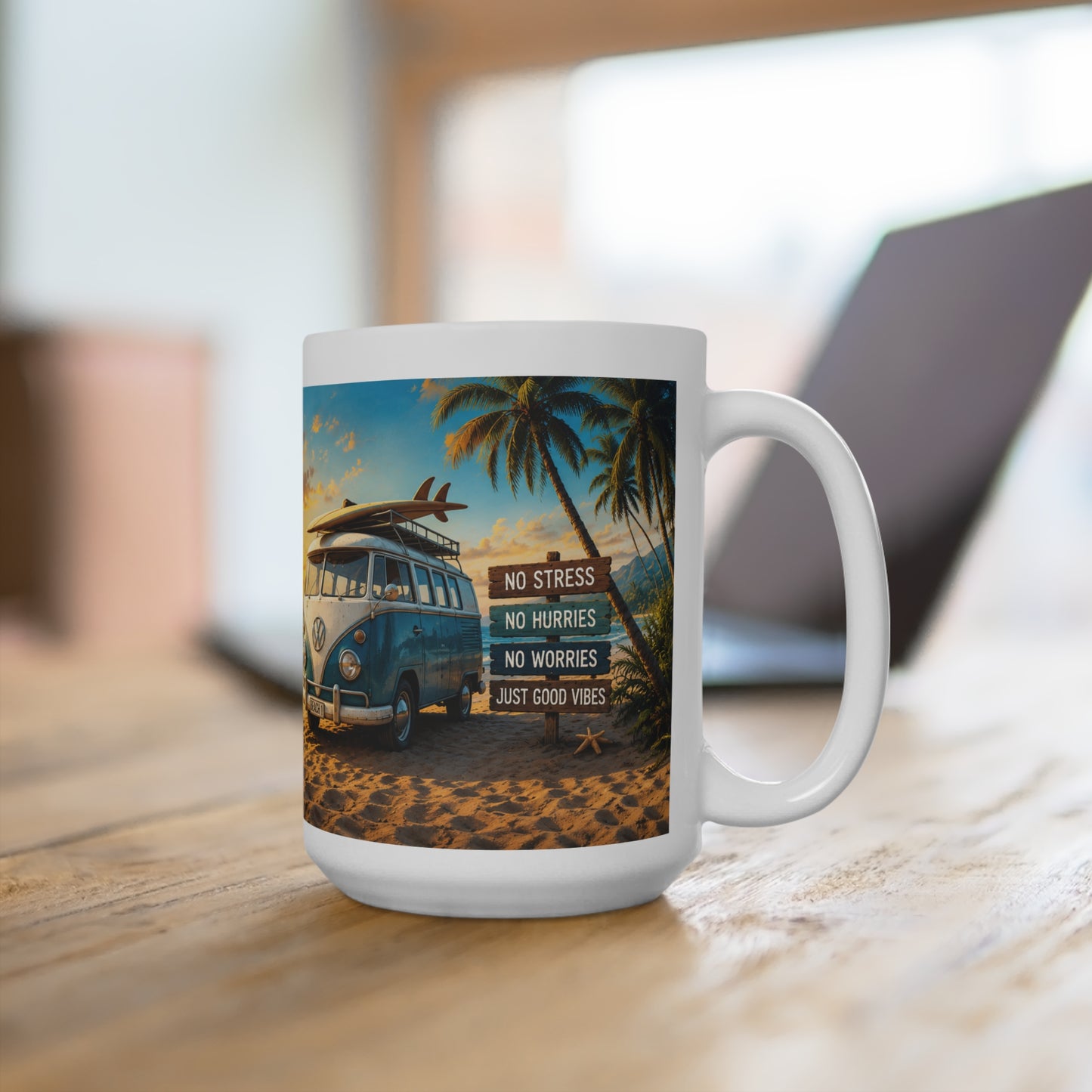 Life Is Better At The Beach – Retro Beach Van Panorama Kaffeetasse | Sommer & Vanlife Mug