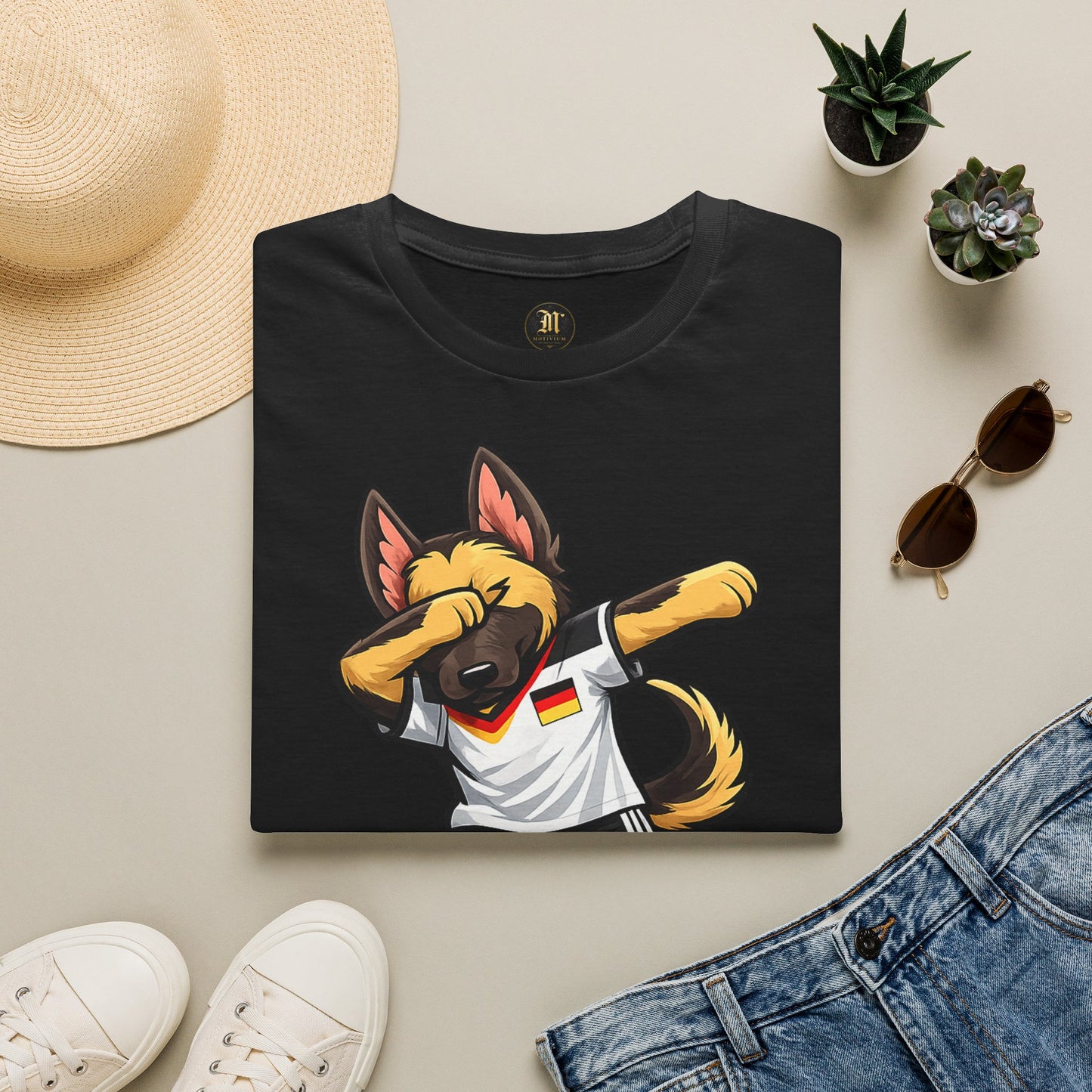 Deutschland Fußball Fan Hund T-Shirt – Dabbing Schäferhund im Deutschland Trikot
