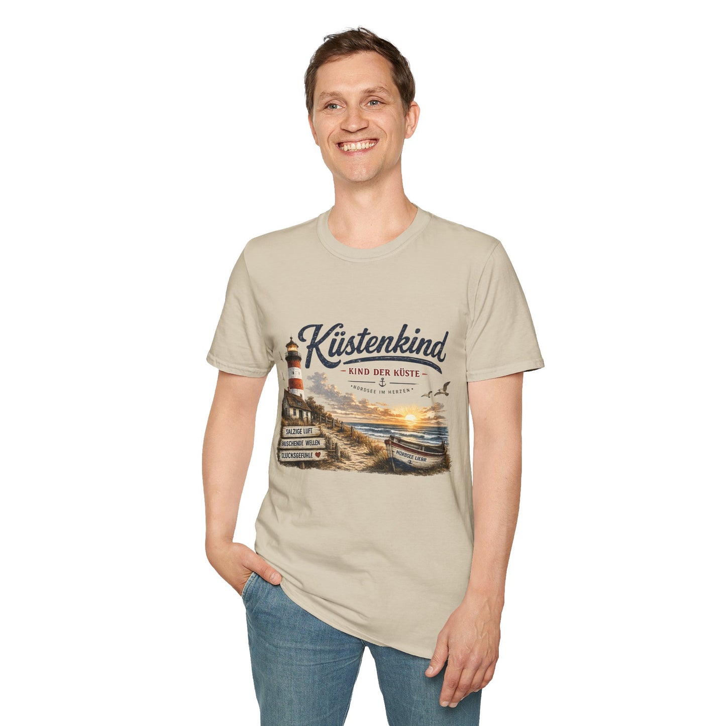 Küstenkind T-Shirt – Kind der Küste | Nordsee im Herzen | Vintage Leuchtturm Strand Design | Maritimes Sommer Shirt