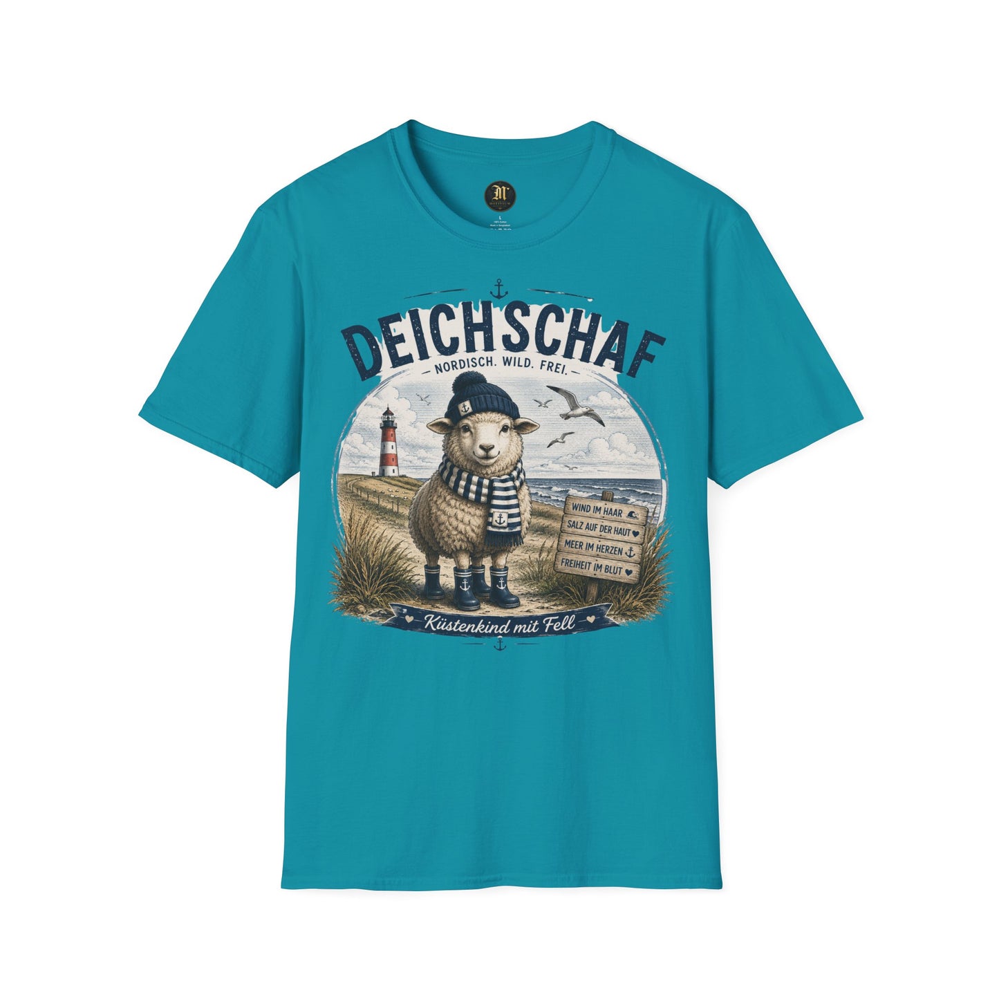 Deichschaf T-Shirt – Nordisch. Wild. Frei. | Maritimes Schaf für Nordsee- & Ostseefans