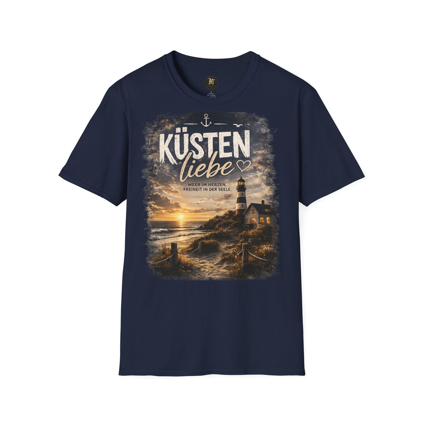 Küstenliebe Damen T-Shirt – Meer im Herzen, Freiheit in der Seele | Leuchtturm Strandshirt