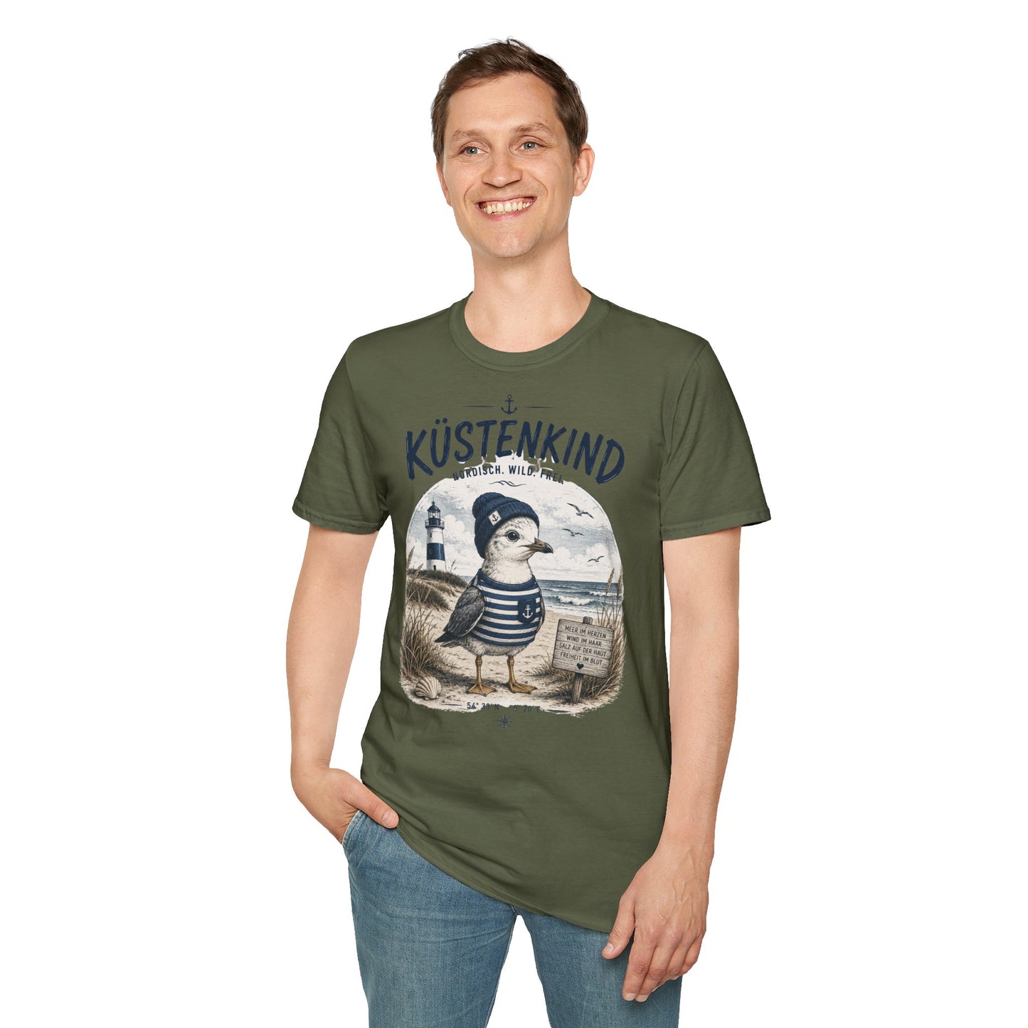 Küstenkind Möwe T-Shirt – Nordisch. Wild. Frei. | Maritimes Küstendesign für Nordsee- & Ostseefans