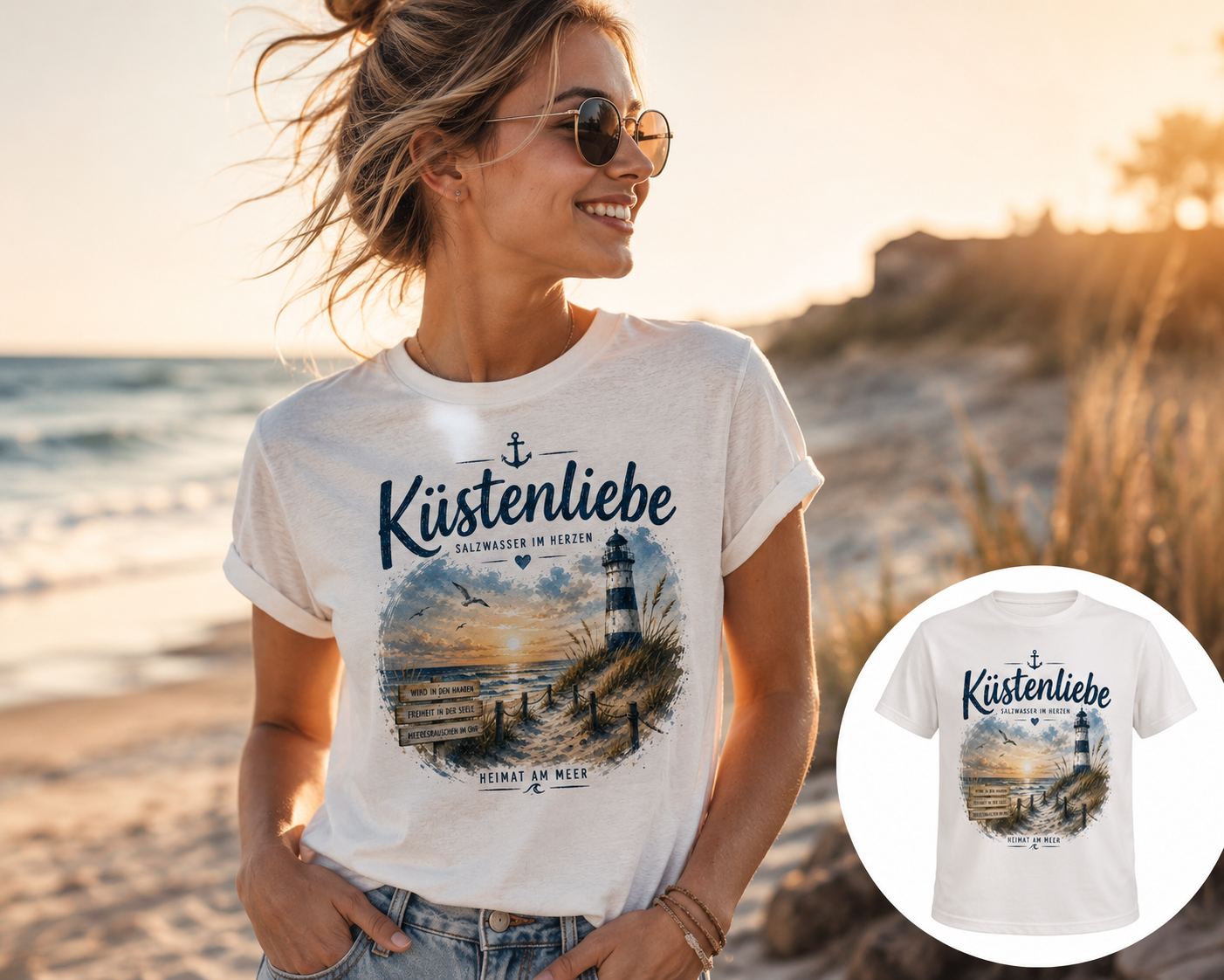 Küstenliebe T-Shirt – Salzwasser im Herzen | Maritimes Strandshirt für Meer- und Küstenfans