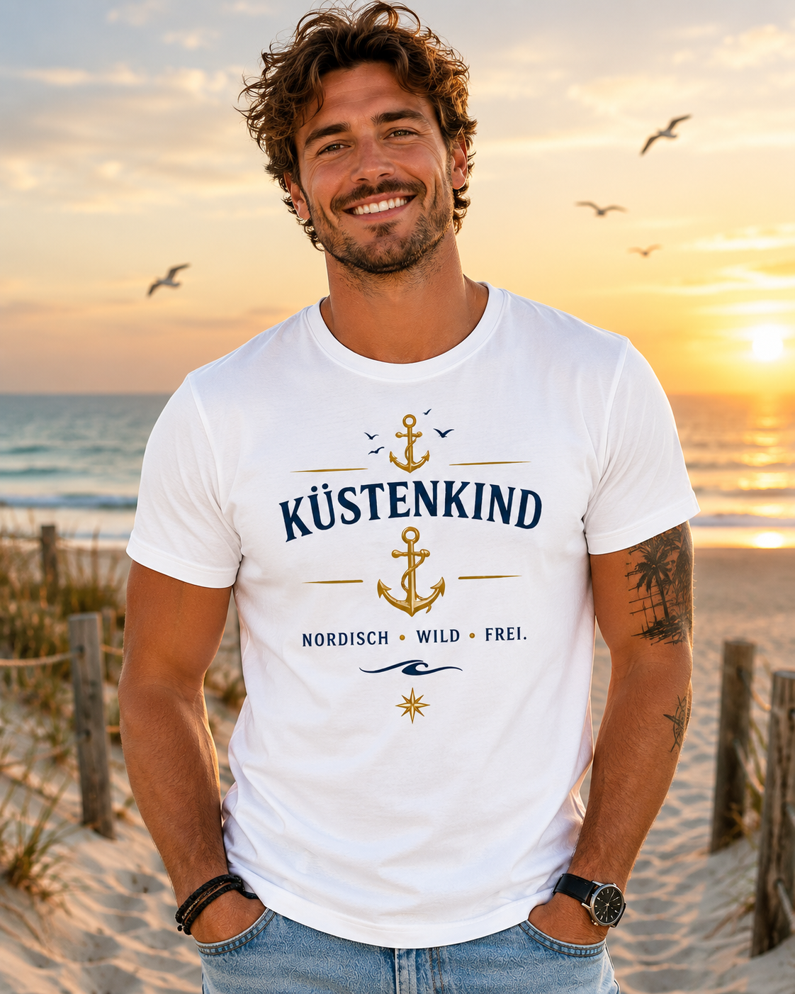 Küstenkind T-Shirt – Nordisch Wild Frei | Maritimes Küsten Design | Nordsee Ostsee Strandshirt Unisex