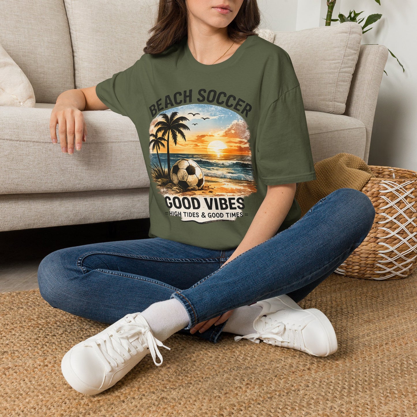 Beach Soccer – Good Vibes T-Shirt | Strandfußball & Sommer Feeling | High Tides & Good Times