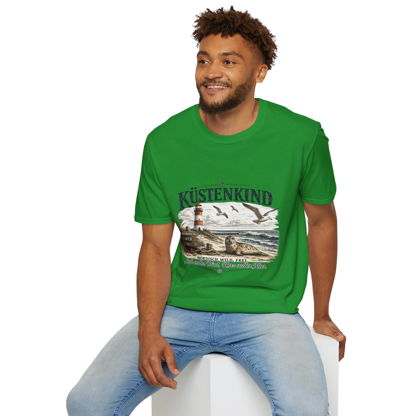 🌊 Küstenkind – Nordisch. Wild. Frei. | Vintage Nordsee T-Shirt mit Robbe & Leuchtturm