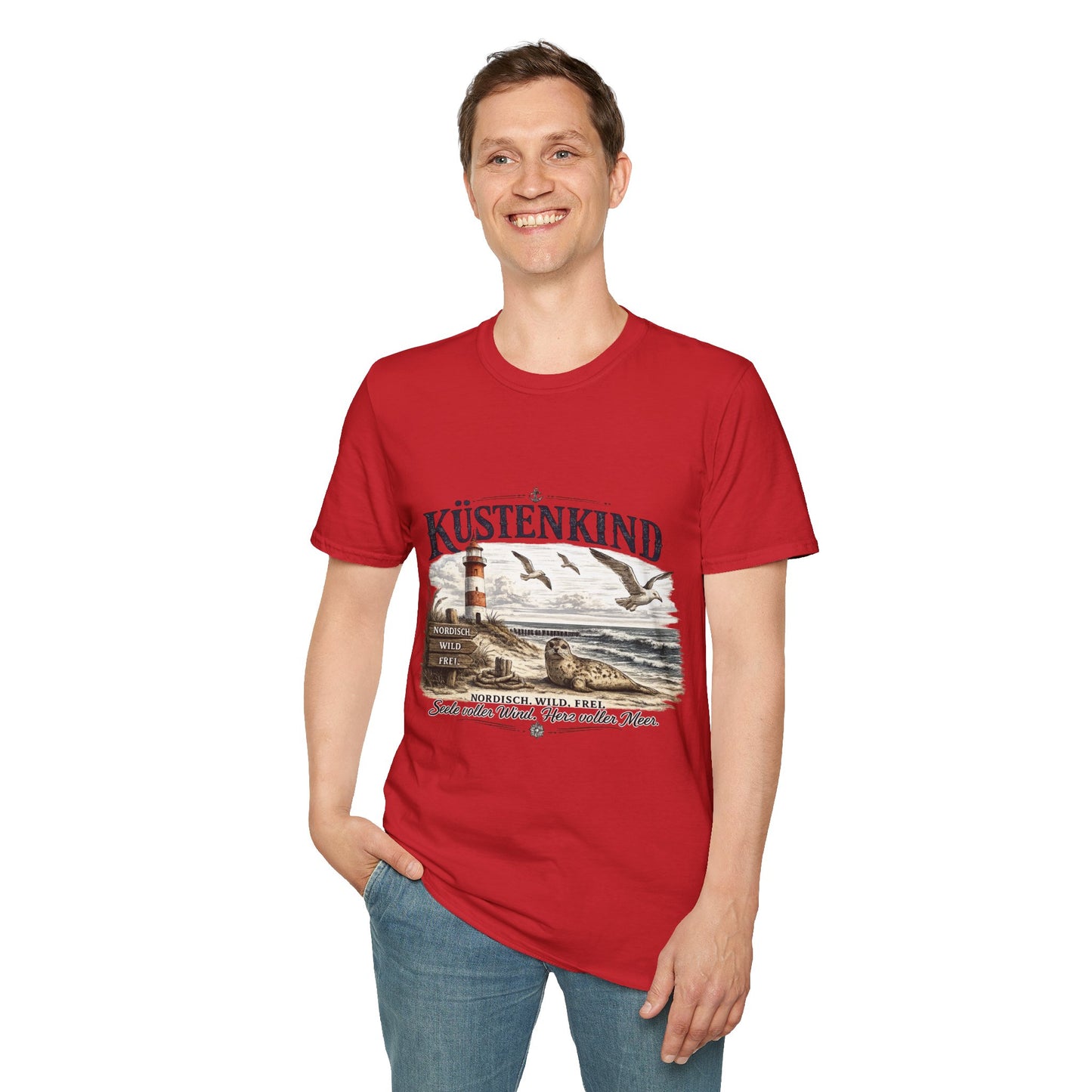 🌊 Küstenkind – Nordisch. Wild. Frei. | Vintage Nordsee T-Shirt mit Robbe & Leuchtturm