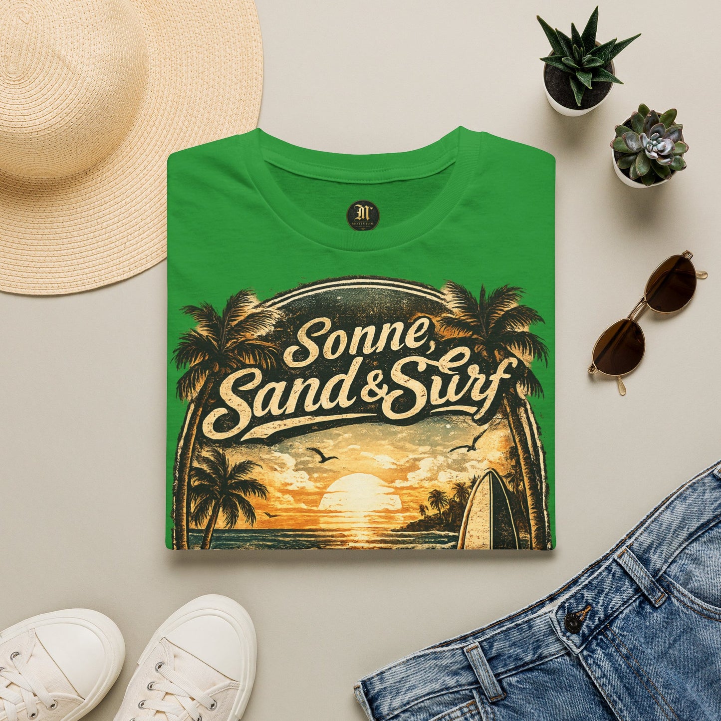 🌴 Sonne, Sand & Surf T-Shirt – Lebe Frei | Vintage Beach Lifestyle Design