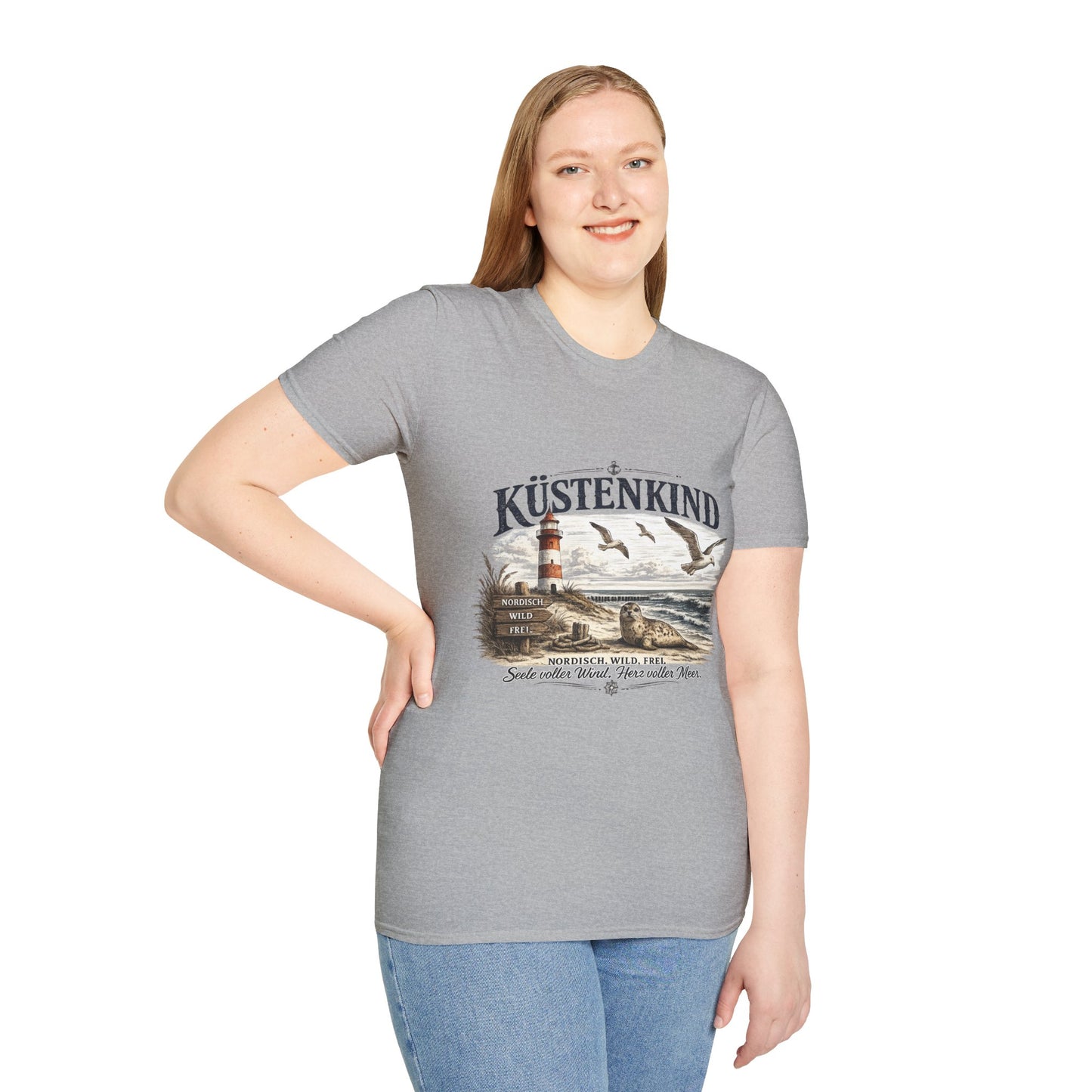 🌊 Küstenkind – Nordisch. Wild. Frei. | Vintage Nordsee T-Shirt mit Robbe & Leuchtturm