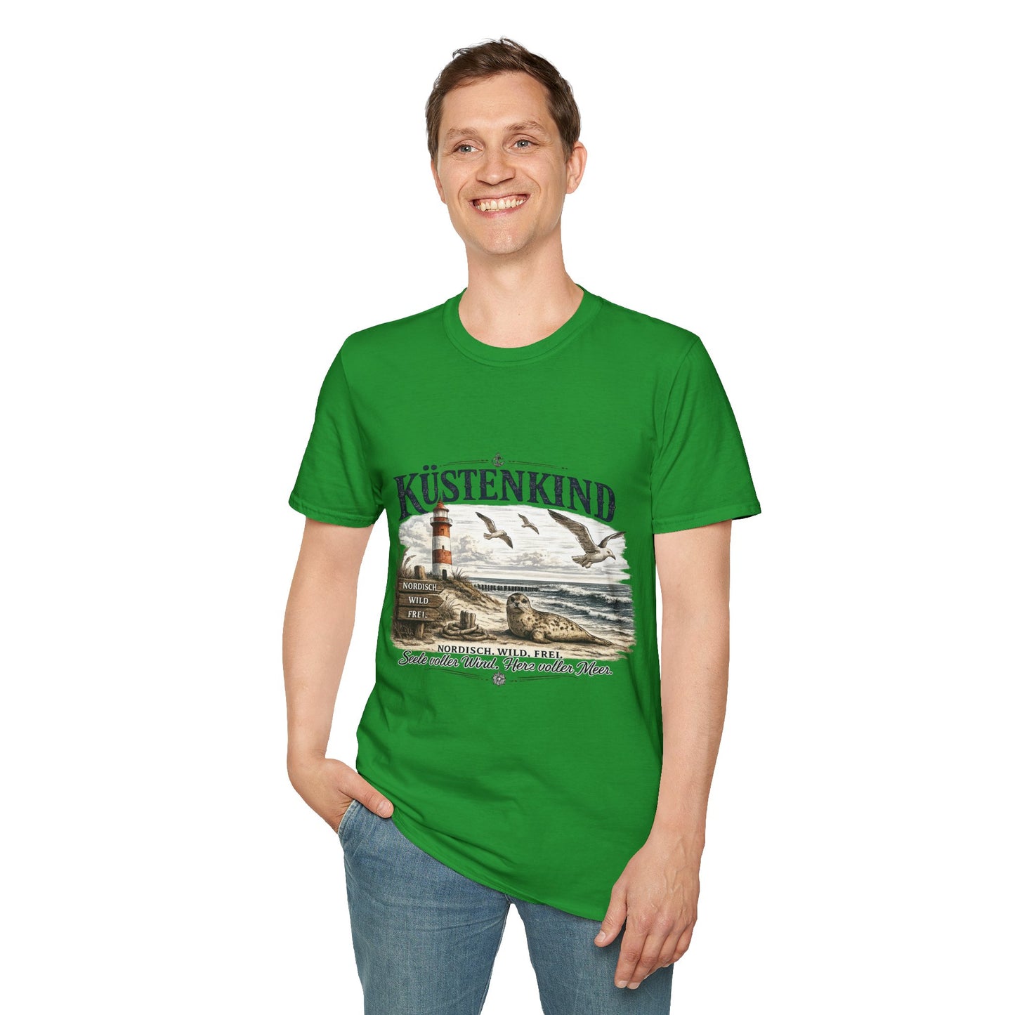 🌊 Küstenkind – Nordisch. Wild. Frei. | Vintage Nordsee T-Shirt mit Robbe & Leuchtturm