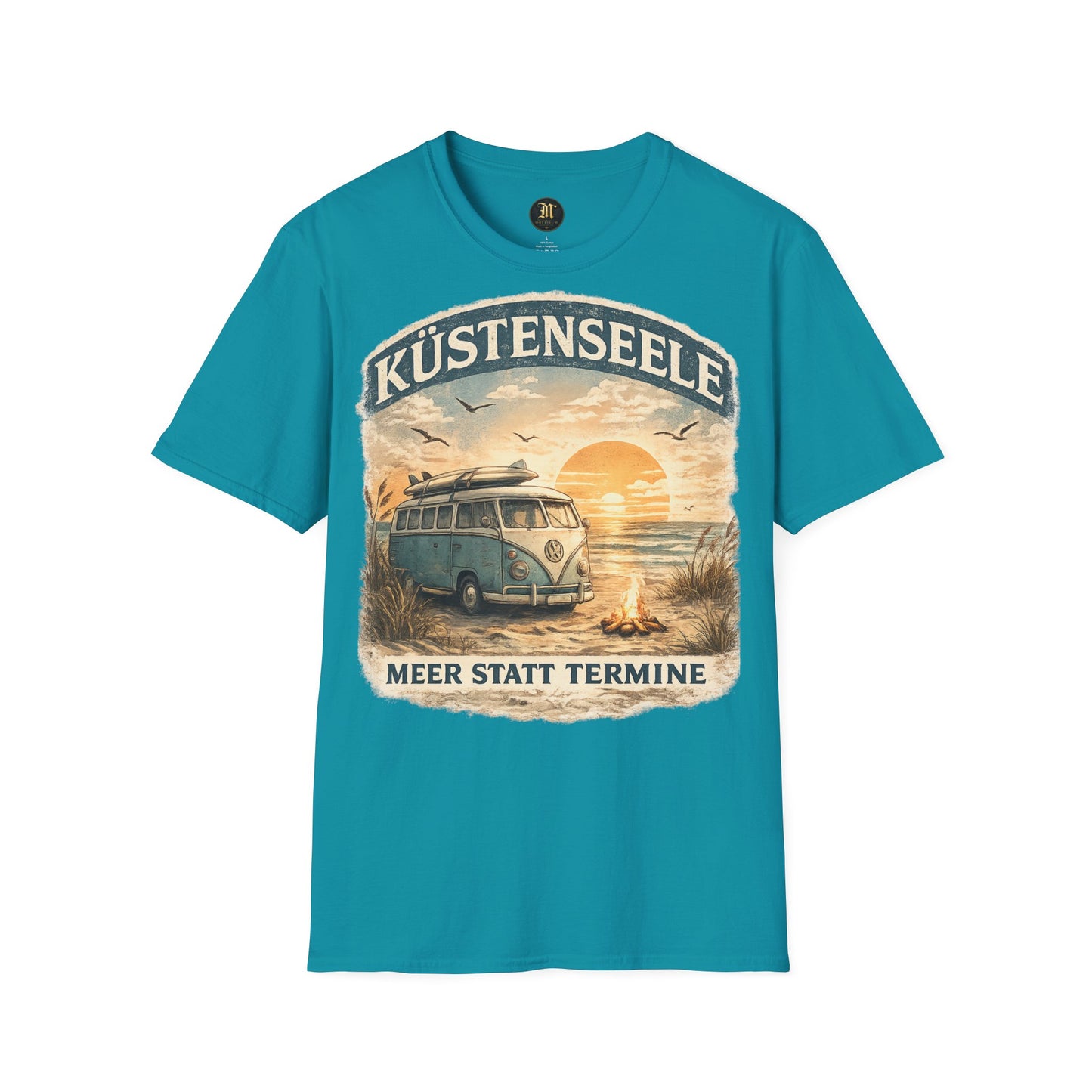 Küstenseele – Meer statt Termine | Vintage Camper Van Strand T-Shirt | Maritimes Unisex Shirt für Nordsee- & Ostsee-Fans