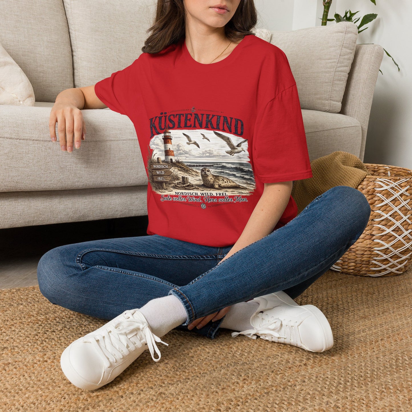 🌊 Küstenkind – Nordisch. Wild. Frei. | Vintage Nordsee T-Shirt mit Robbe & Leuchtturm