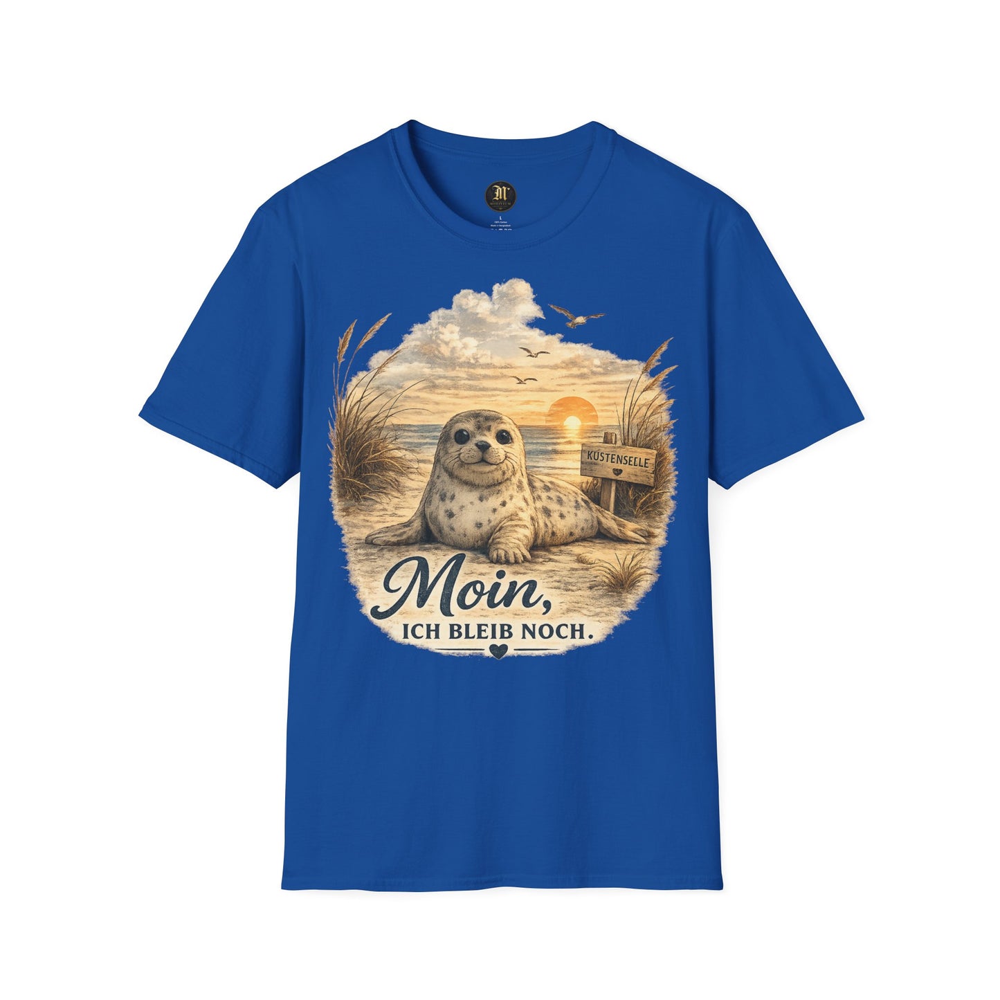 Küstenseele Moin, ich bleib noch – Robben T-Shirt | Maritimes Vintage Shirt | Nordsee & Ostsee Unisex T-Shirt für Meerliebhaber