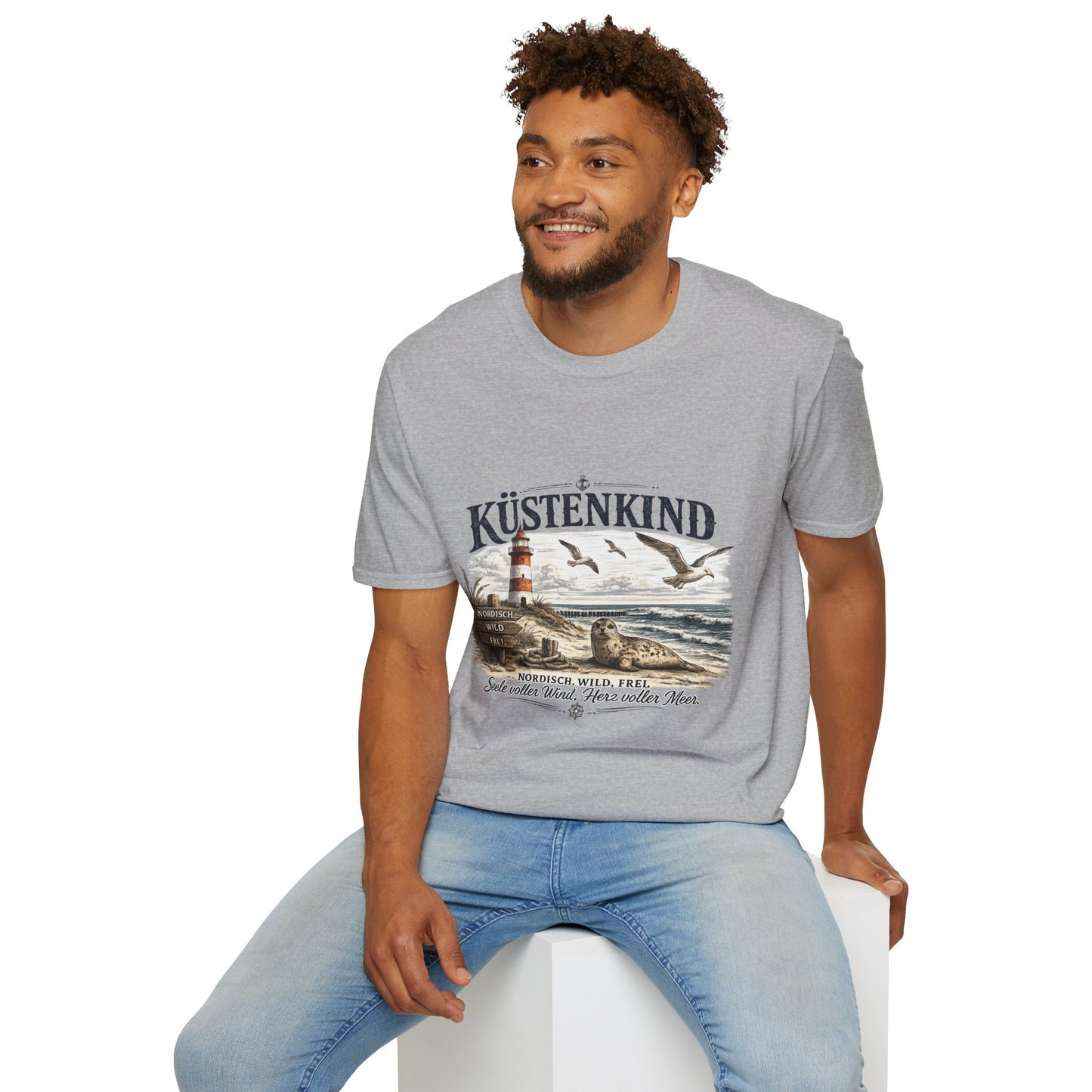 🌊 Küstenkind – Nordisch. Wild. Frei. | Vintage Nordsee T-Shirt mit Robbe & Leuchtturm