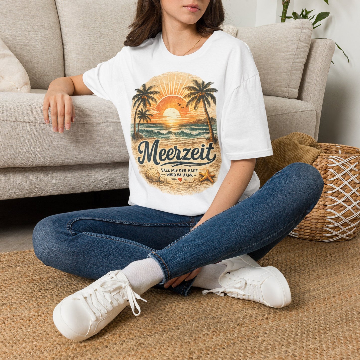 Meerzeit T-Shirt – Salz auf der Haut, Wind im Haar | Vintage Strand Shirt | Sommer Urlaub Meer Geschenk