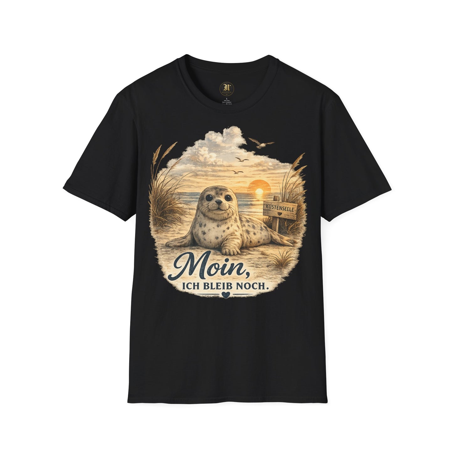 Küstenseele Moin, ich bleib noch – Robben T-Shirt | Maritimes Vintage Shirt | Nordsee & Ostsee Unisex T-Shirt für Meerliebhaber
