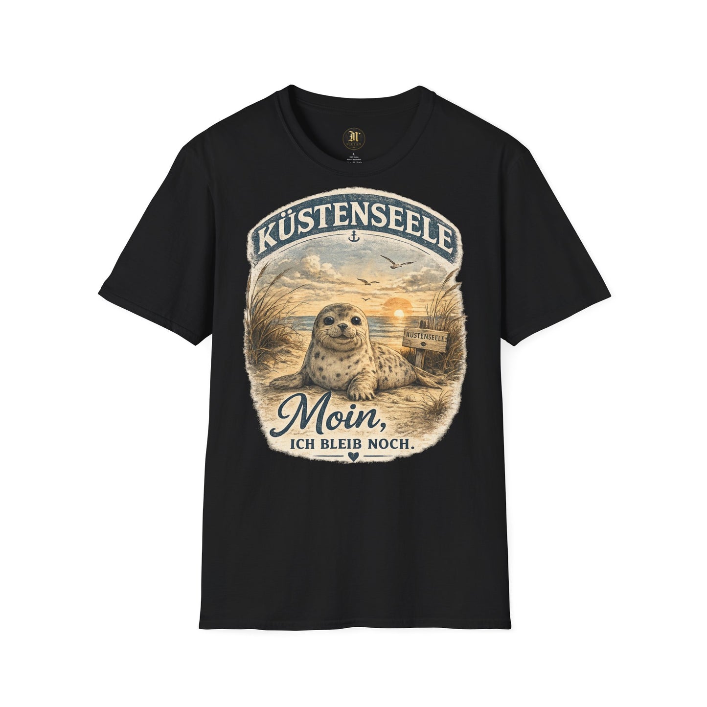 Küstenseele Moin, ich bleib noch – Robben T-Shirt | Maritimes Vintage Shirt | Nordsee & Ostsee Unisex T-Shirt für Meerliebhaber