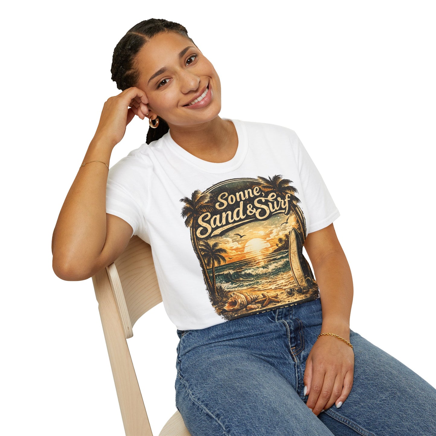 🌴 Sonne, Sand & Surf T-Shirt – Lebe Frei | Vintage Beach Lifestyle Design