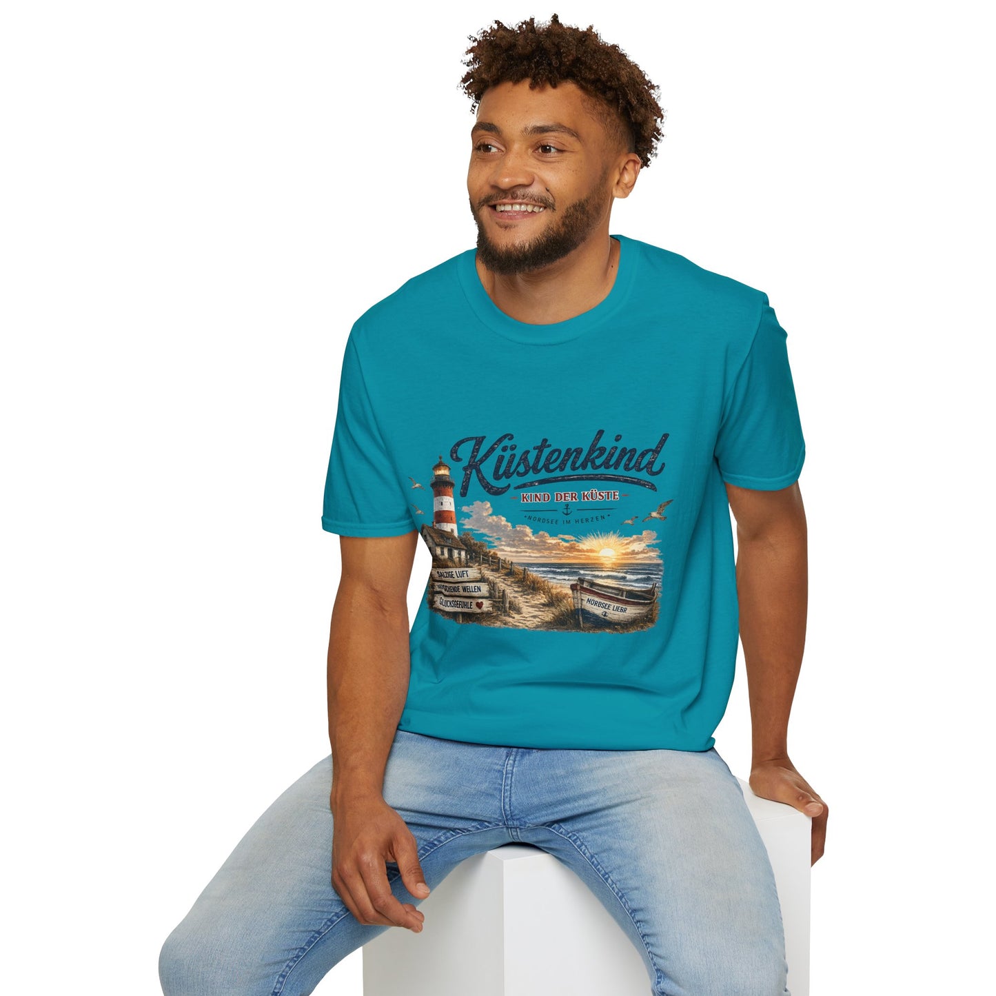 Küstenkind T-Shirt – Kind der Küste | Nordsee im Herzen | Vintage Leuchtturm Strand Design | Maritimes Sommer Shirt