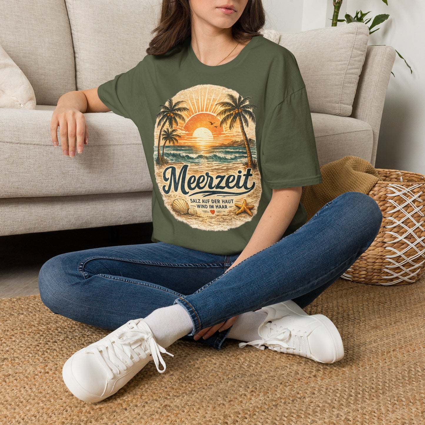 Meerzeit T-Shirt – Salz auf der Haut, Wind im Haar | Vintage Strand Shirt | Sommer Urlaub Meer Geschenk