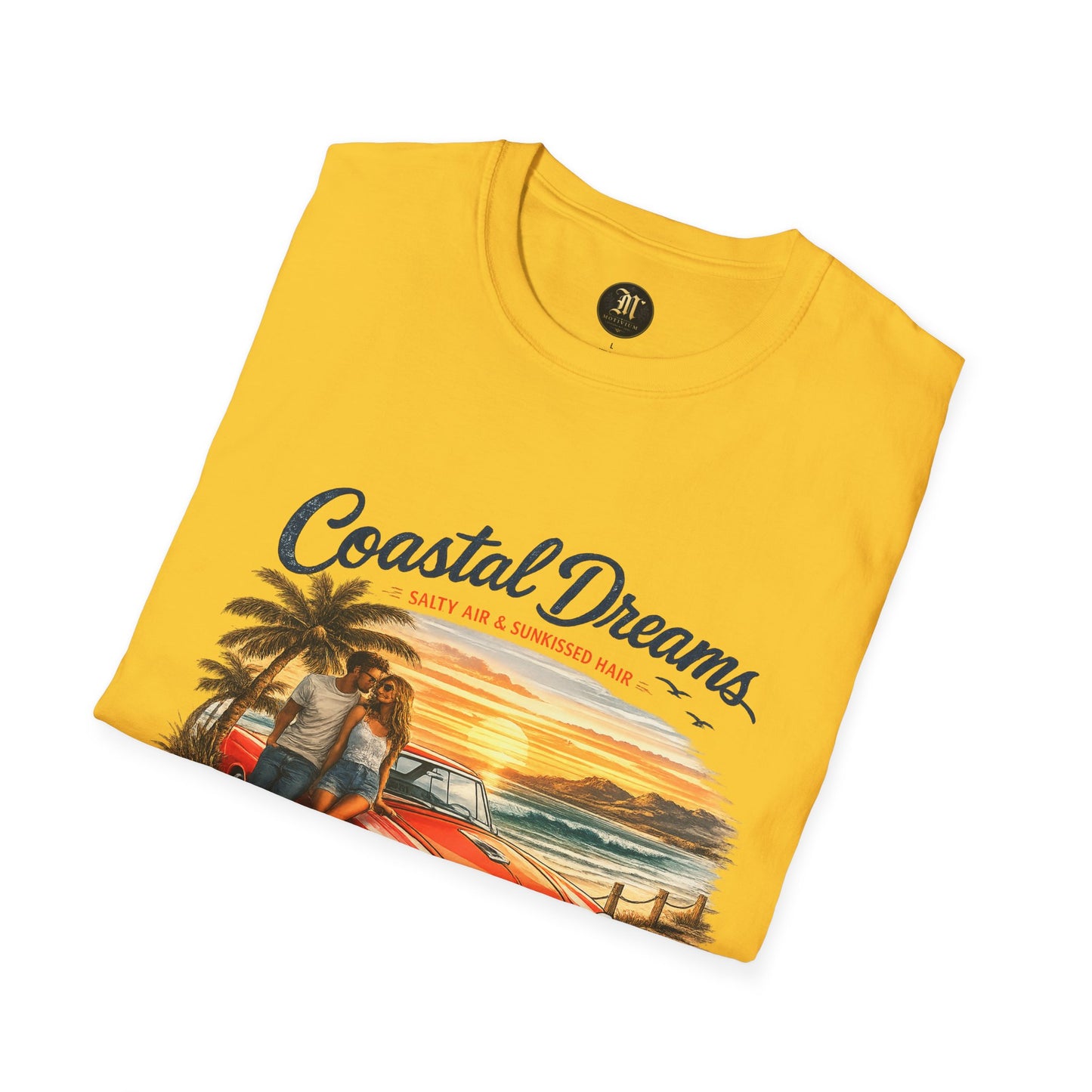Coastal Dreams T-Shirt – Salty Air & Sunkissed Hair | Vintage Strand Oldtimer Paar Design | Sommer Shirt
