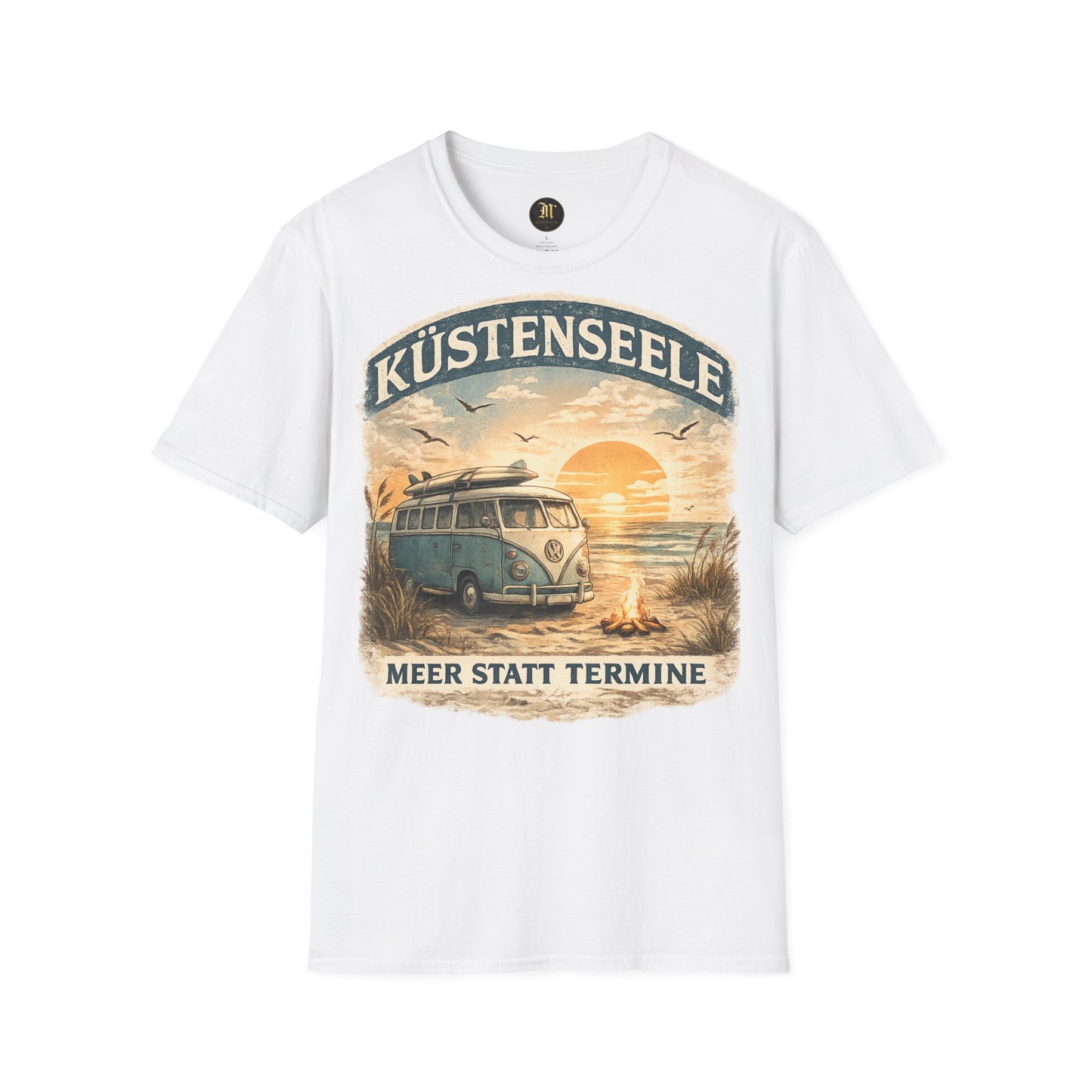 Küstenseele – Meer statt Termine | Vintage Camper Van Strand T-Shirt | Maritimes Unisex Shirt für Nordsee- & Ostsee-Fans