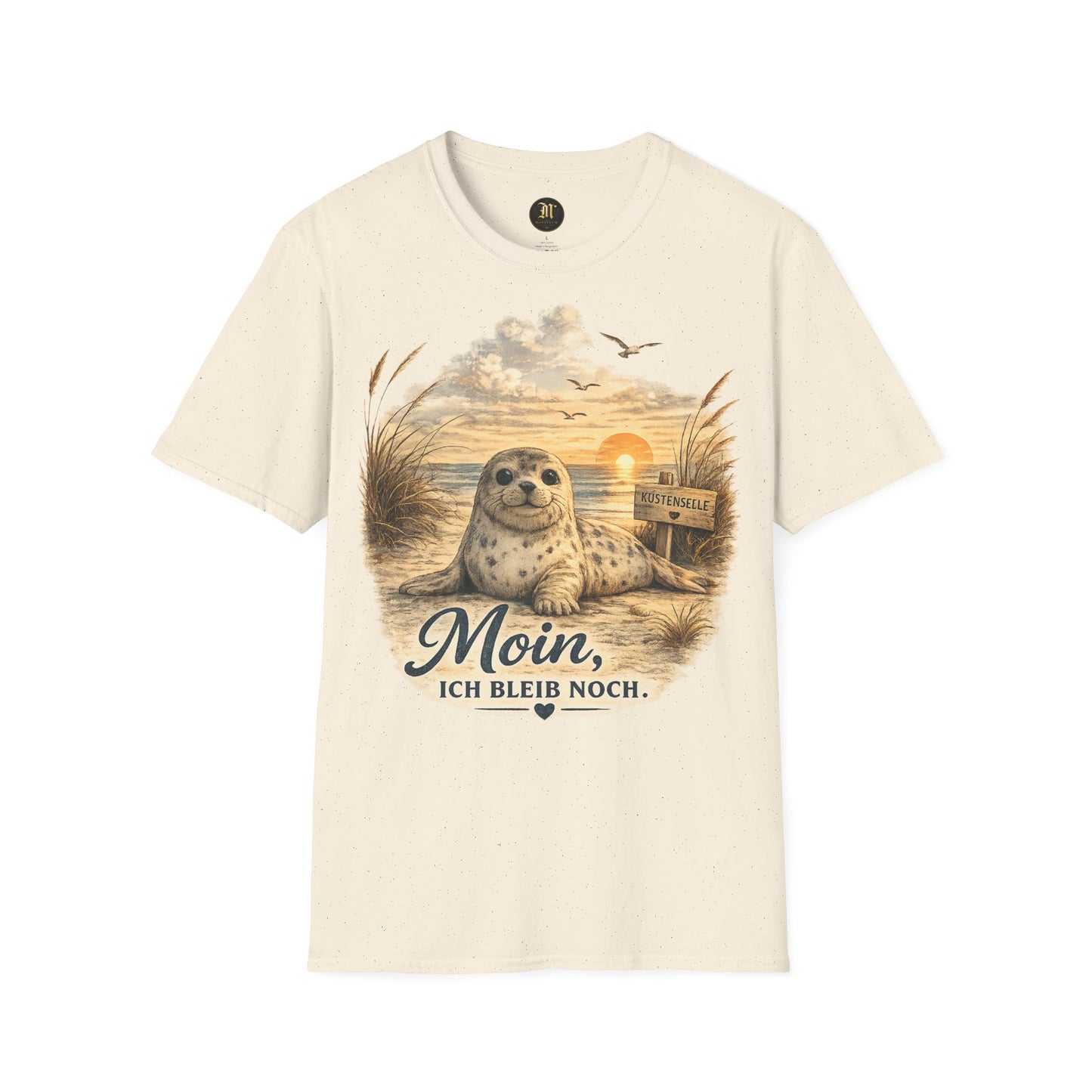 Küstenseele Moin, ich bleib noch – Robben T-Shirt | Maritimes Vintage Shirt | Nordsee & Ostsee Unisex T-Shirt für Meerliebhaber