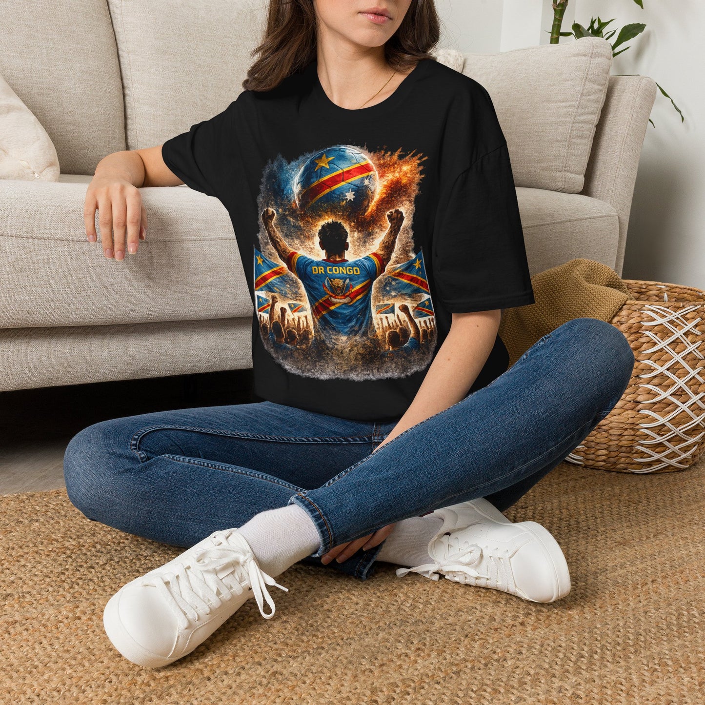 DR Kongo Fußball Fan T-Shirt – Demokratische Republik Kongo Flagge Supporter Design | Fußball Fanartikel | Geschenk für Fußballfans