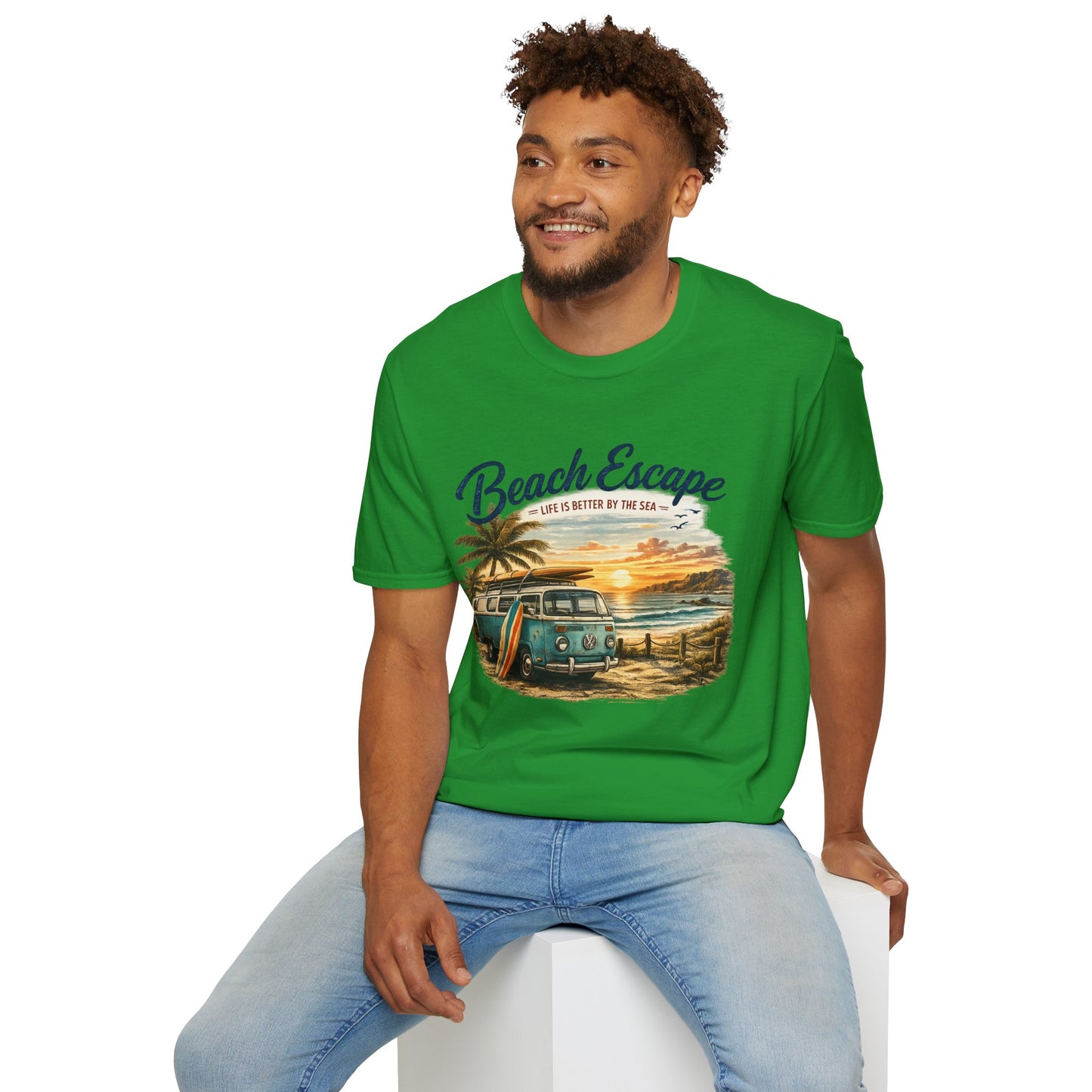 Beach Escape – Life Is Better By The Sea T-Shirt | Vintage Surf Van Beach Shirt | Summer Roadtrip Tee