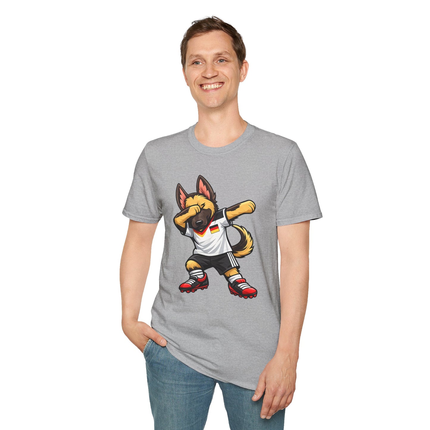 Deutschland Fußball Fan Hund T-Shirt – Front & Back Print Schäferhund Dabbing Fan-Shirt