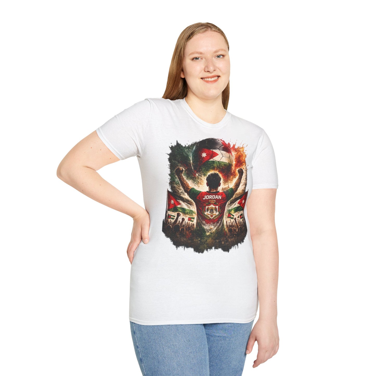 Jordanien Fußball Fan T-Shirt – Jordanien Flagge Supporter Design | Fußball Fanartikel | Geschenk für Fußballfans
