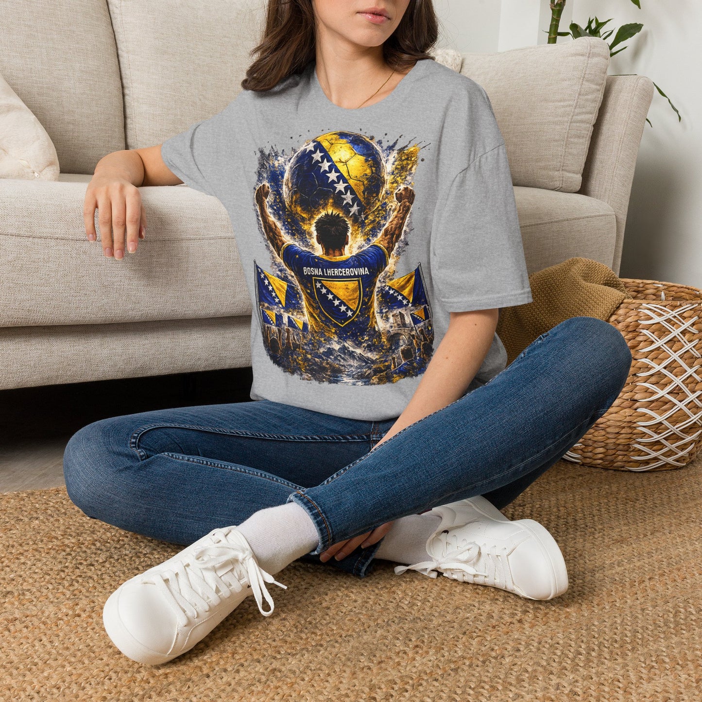 Bosnien & Herzegowina Fußball Fan T-Shirt – Bosnien Flagge Supporter Design | Fußball Fanartikel | Geschenk für Fußballfans
