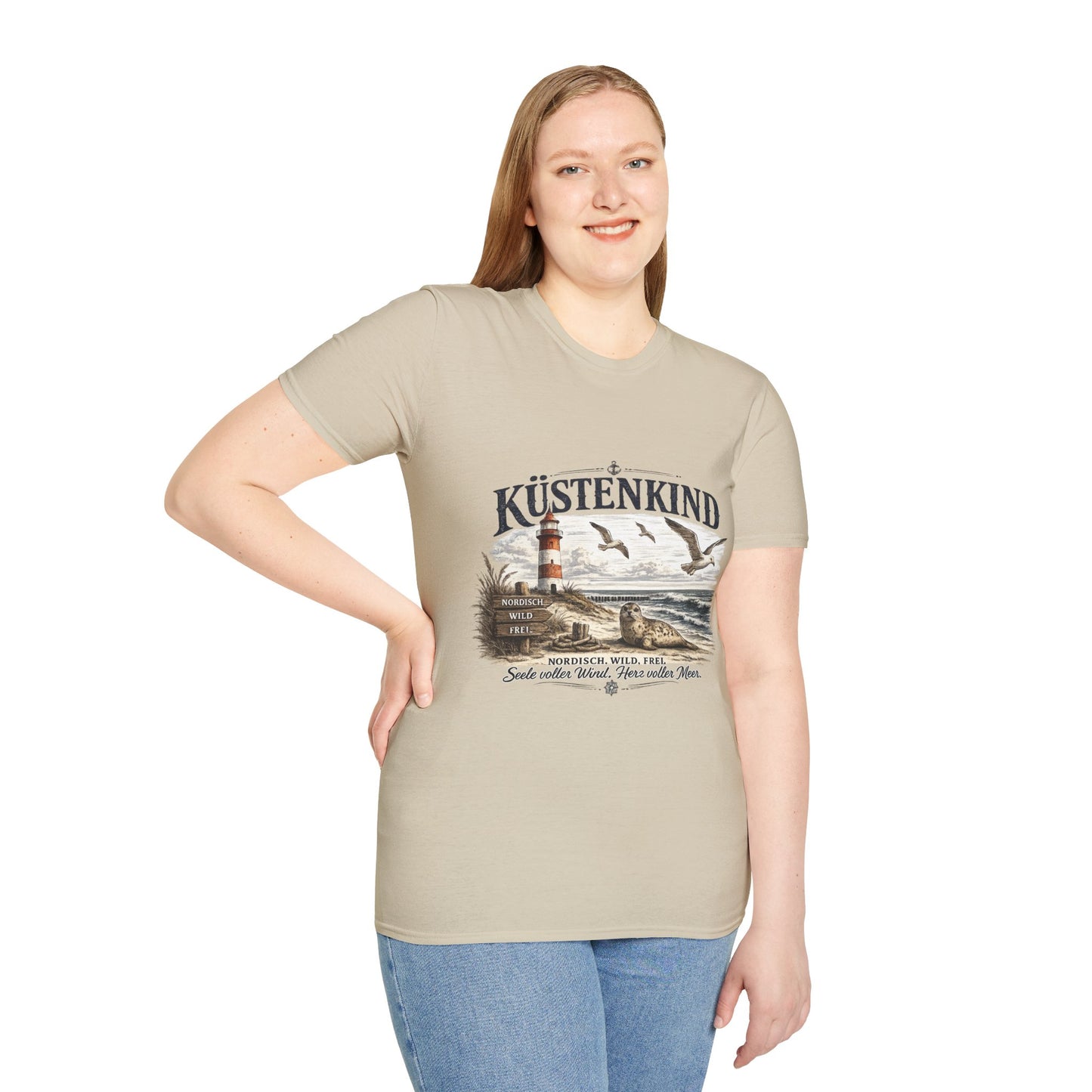 🌊 Küstenkind – Nordisch. Wild. Frei. | Vintage Nordsee T-Shirt mit Robbe & Leuchtturm